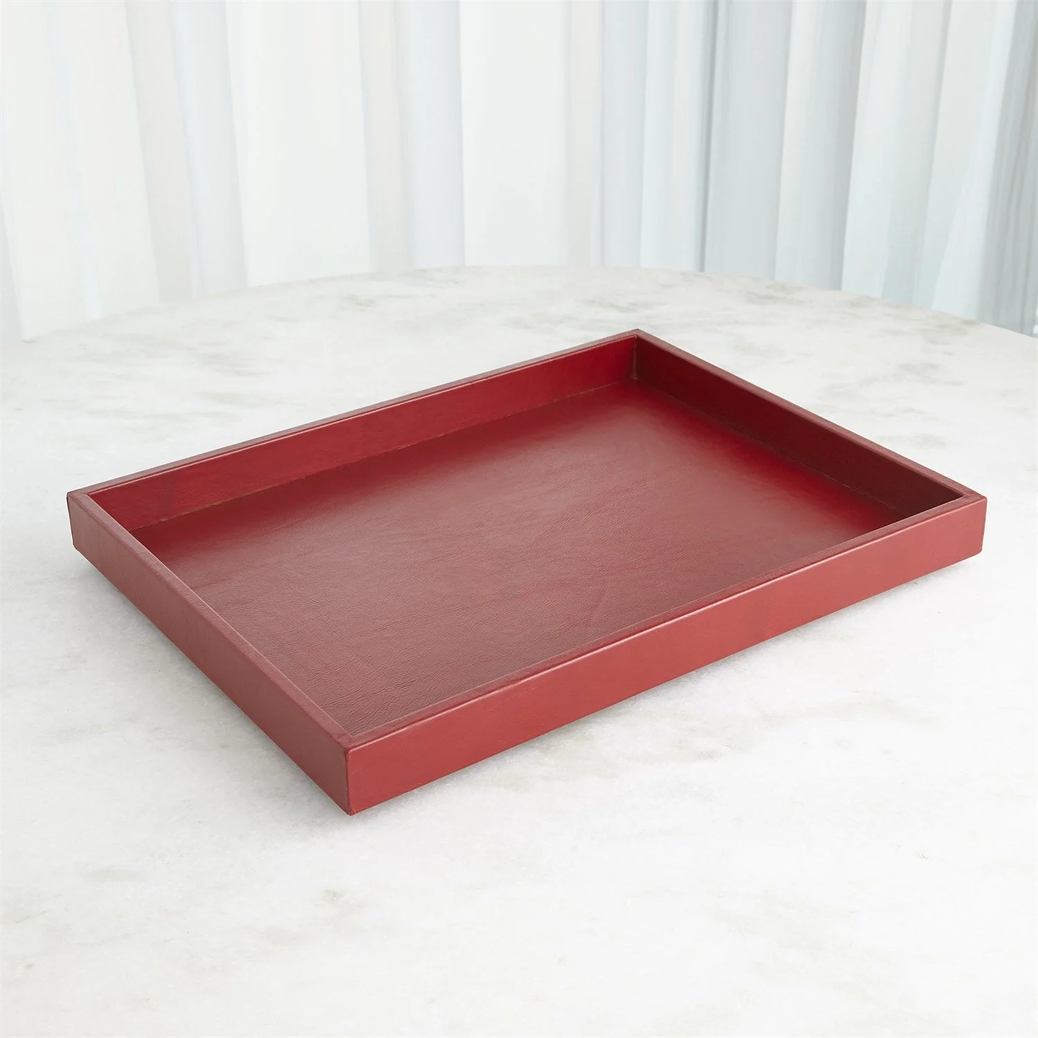 Global Views Deep Red Leather Tray - Image 2
