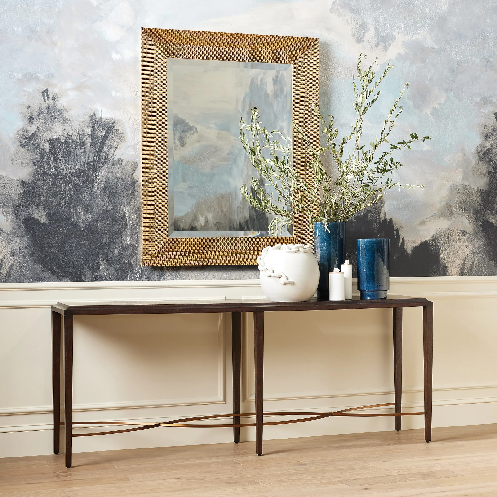 Global Views Delicate Basketweave Mirror-Gold - Image 8