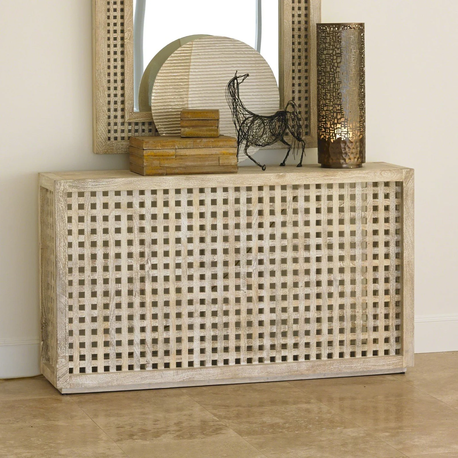 Global Views Driftwood Lattice Console - Image 2