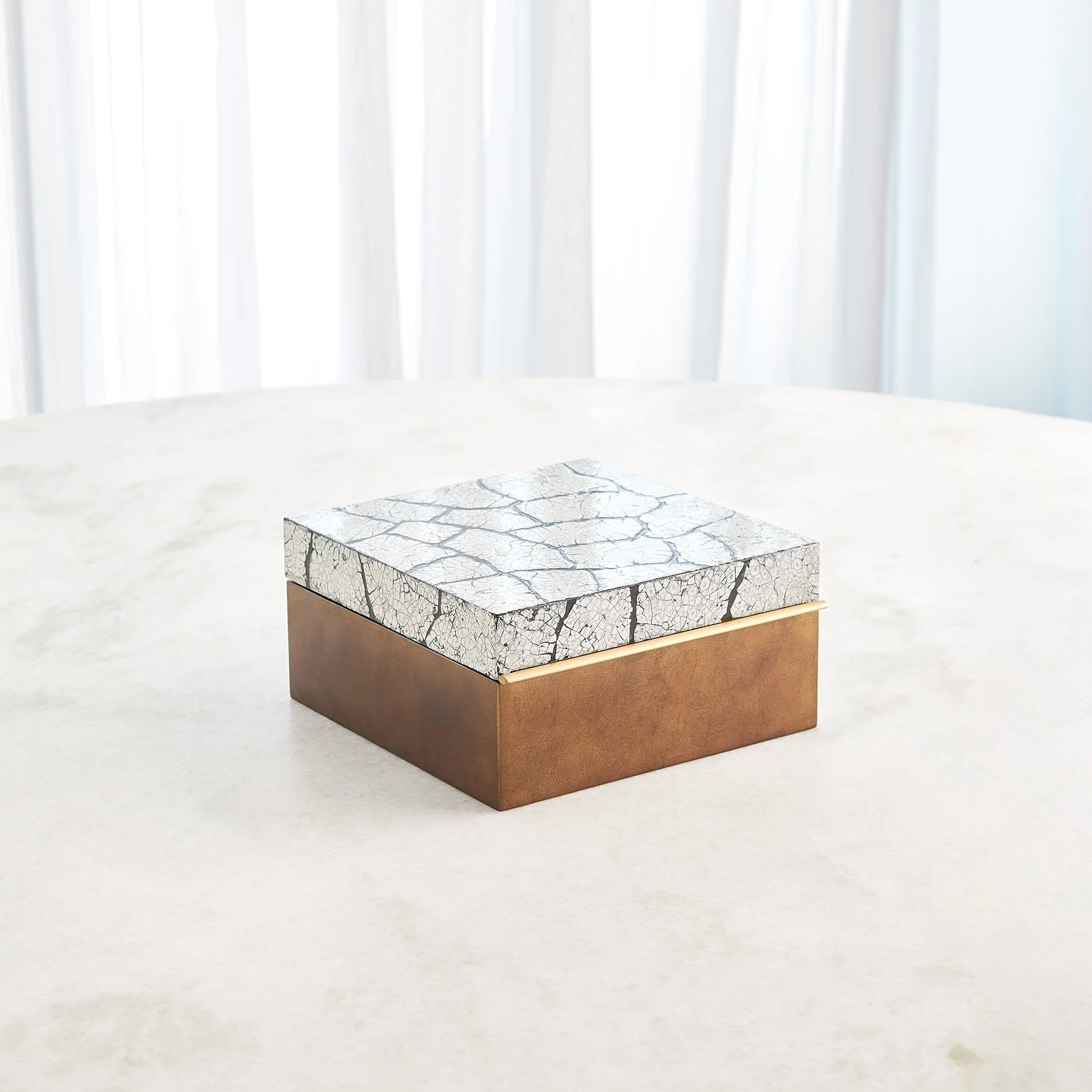 Global Views Eggshell Box Antique Gold Leaf - Image 4