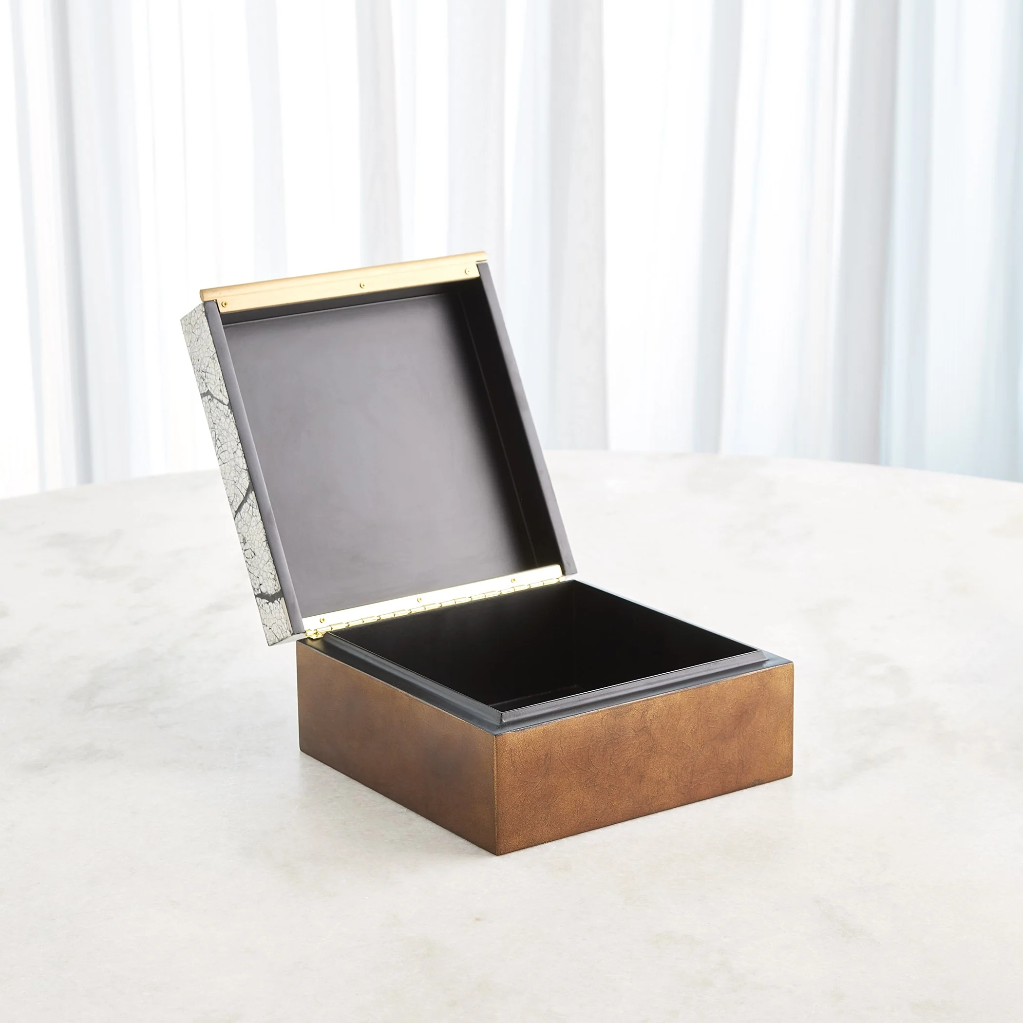 Global Views Eggshell Box Antique Gold Leaf - Image 5