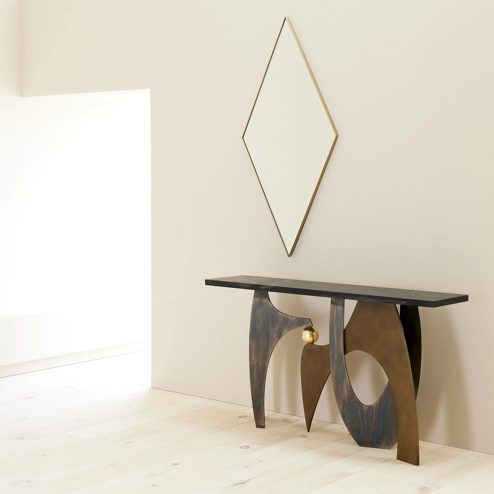 Global Views Elongated Diamond Mirror Brass - Image 6