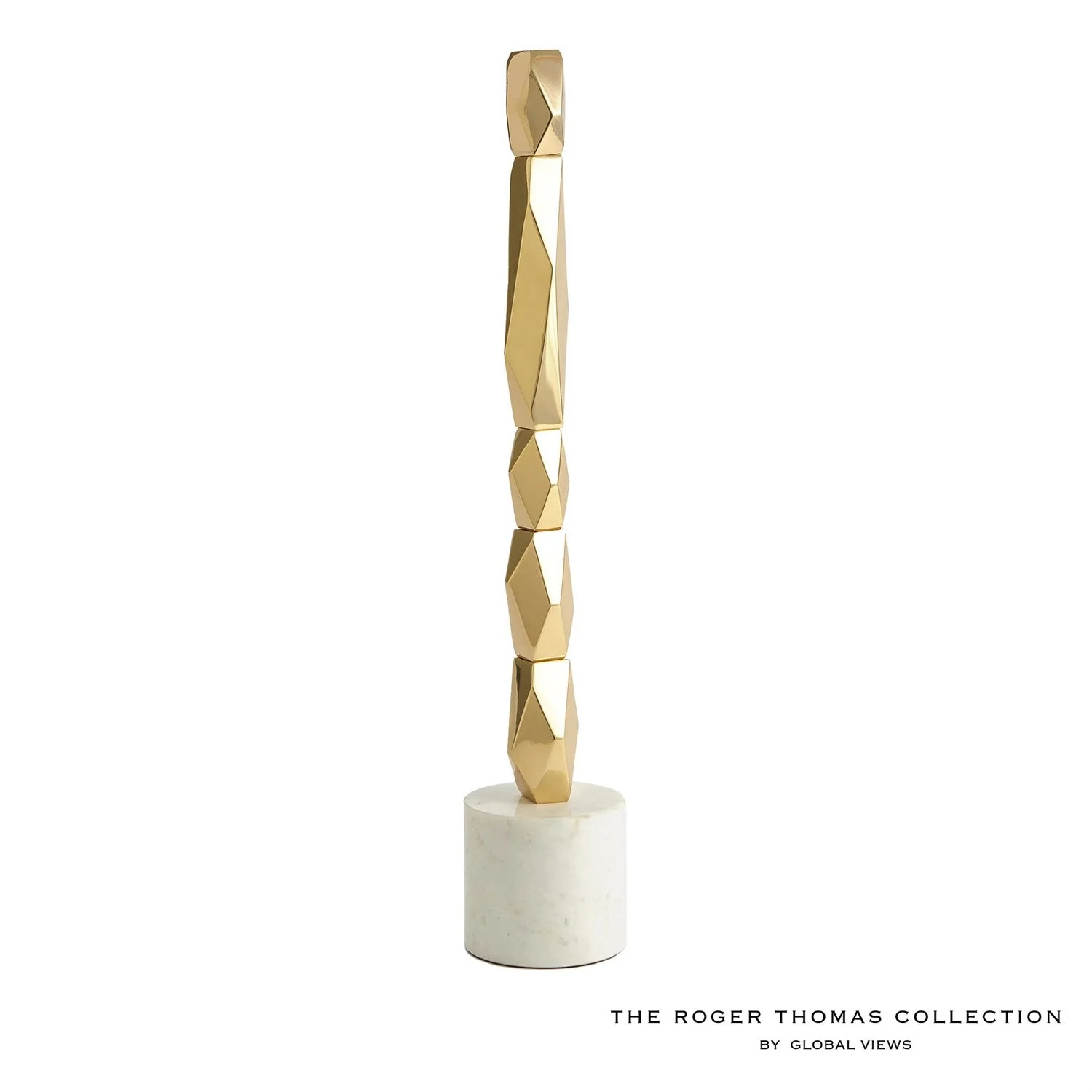 Global Views Facet Block Sculpture - Brass - Image 3