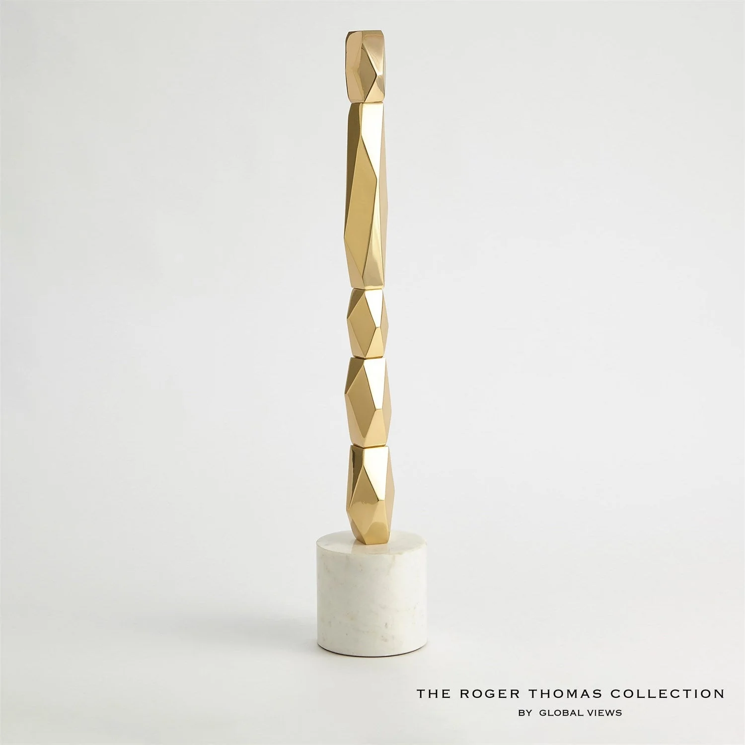 Global Views Facet Block Sculpture - Brass - Image 4