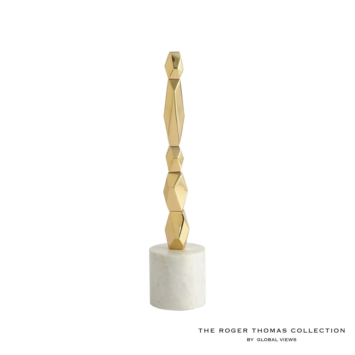 Global Views Facet Block Sculpture - Brass - Image 5
