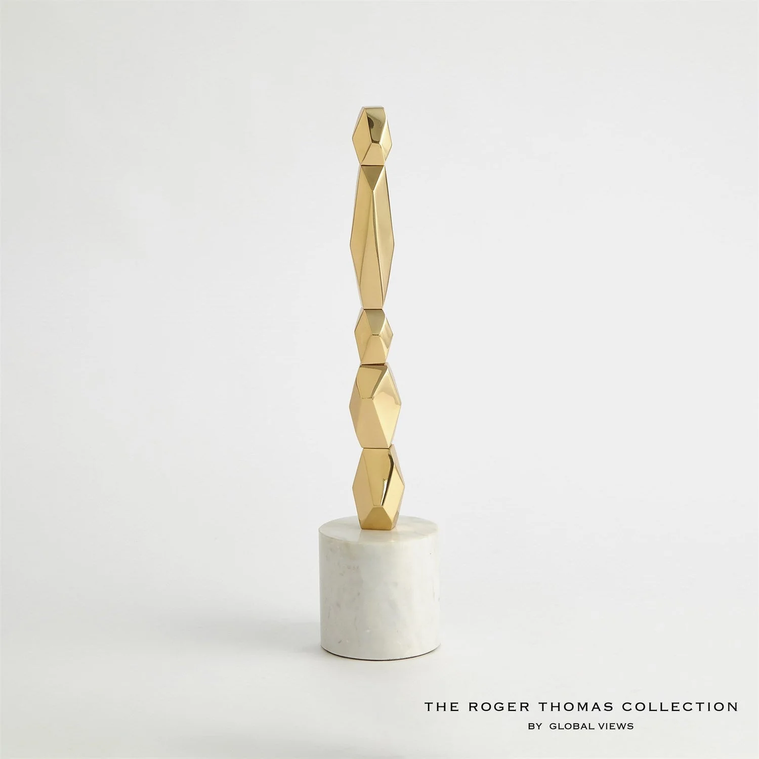 Global Views Facet Block Sculpture - Brass - Image 6