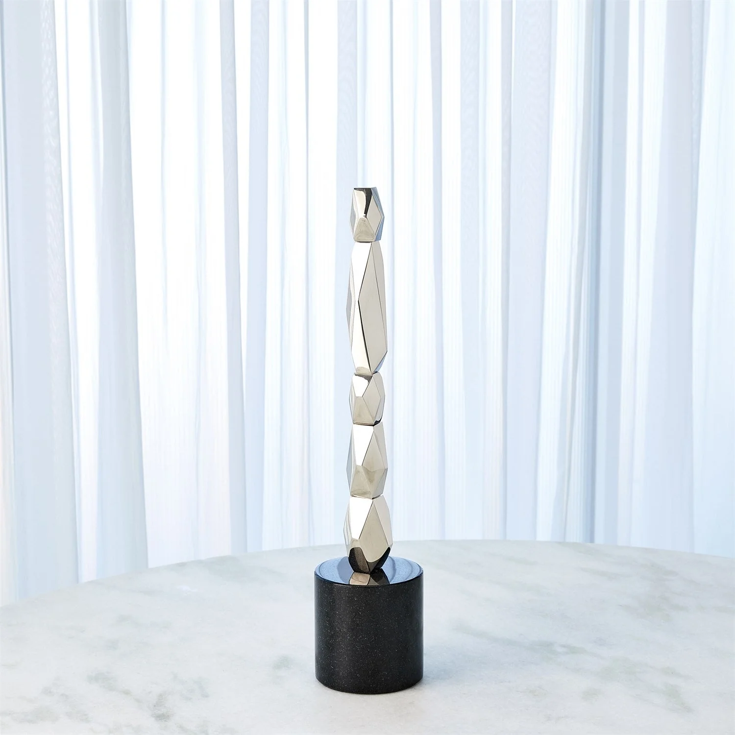 Global Views Facet Block Sculpture - Nickel - Image 3