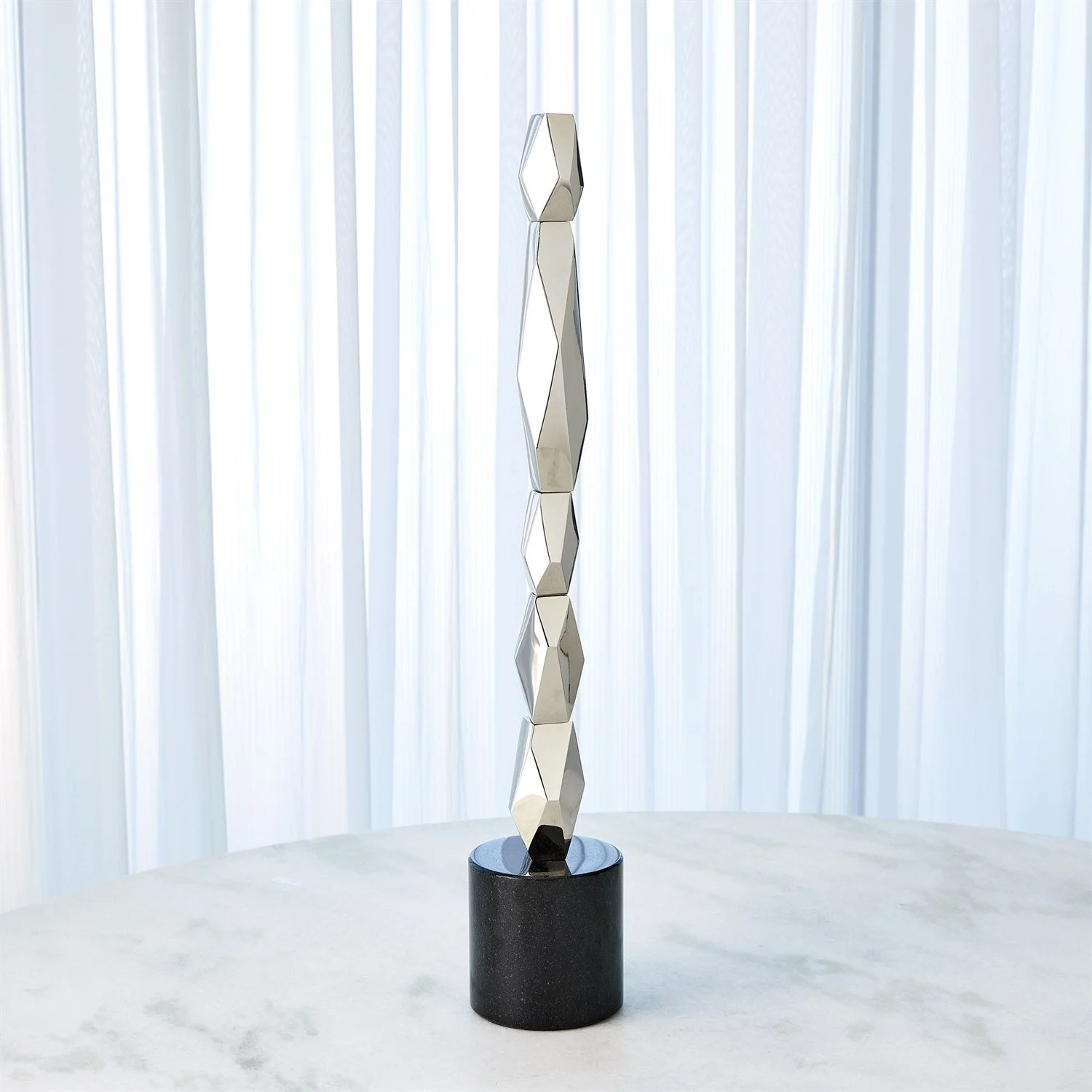 Global Views Facet Block Sculpture - Nickel - Image 5