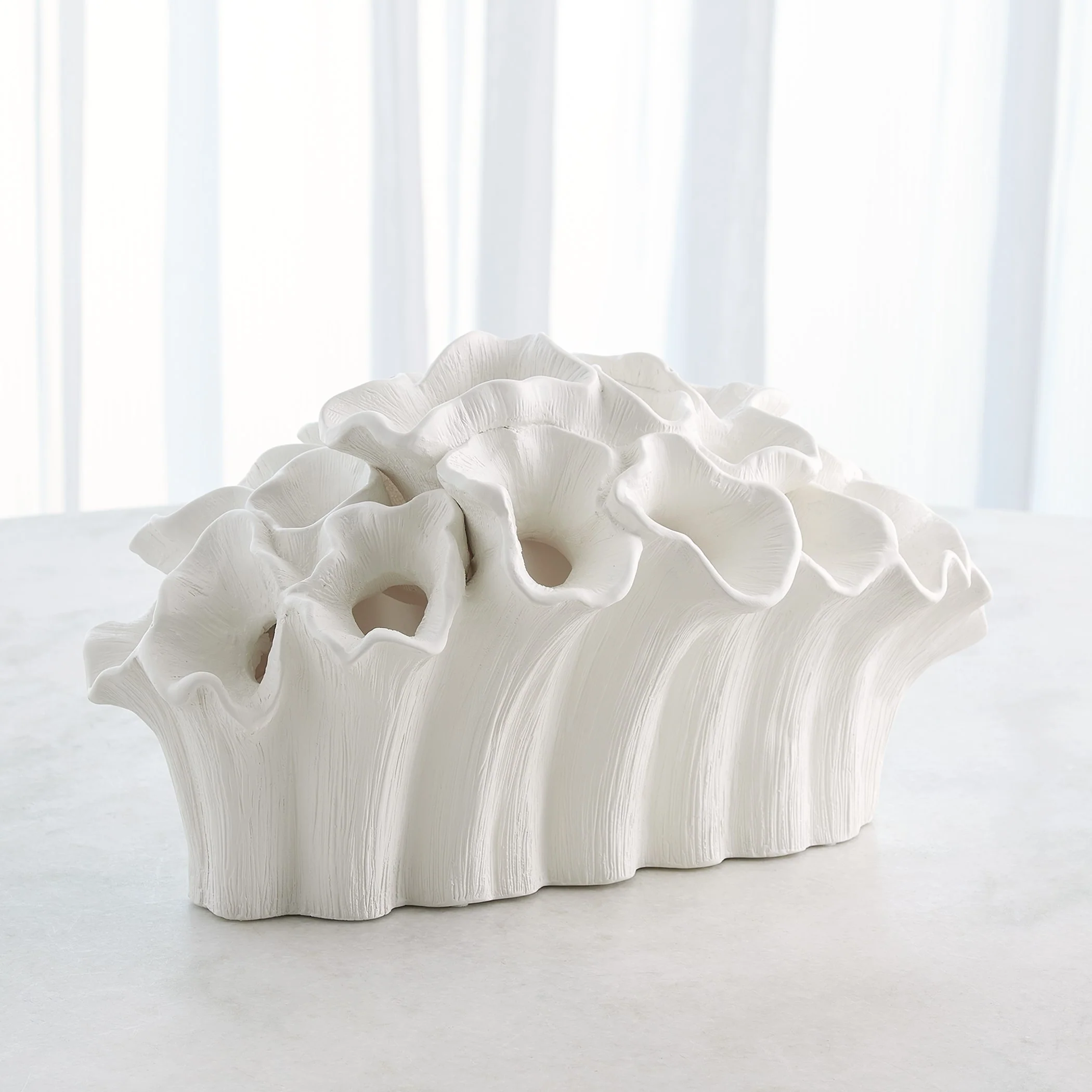 Global Views Flora Coral Bouquet Matte White - Image 4