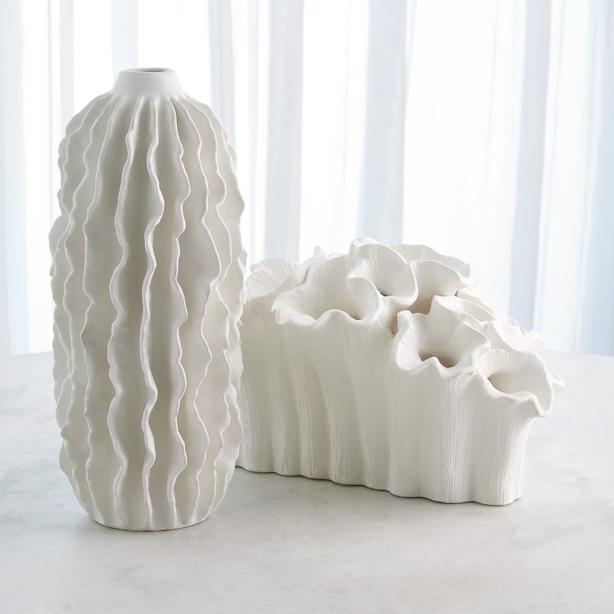 Global Views Flora Coral Bouquet Matte White - Image 6