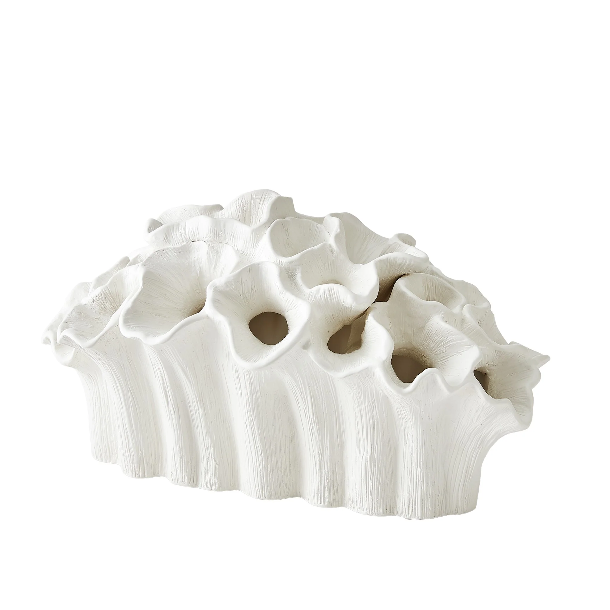 Global Views Flora Coral Bouquet Matte White - Image 9