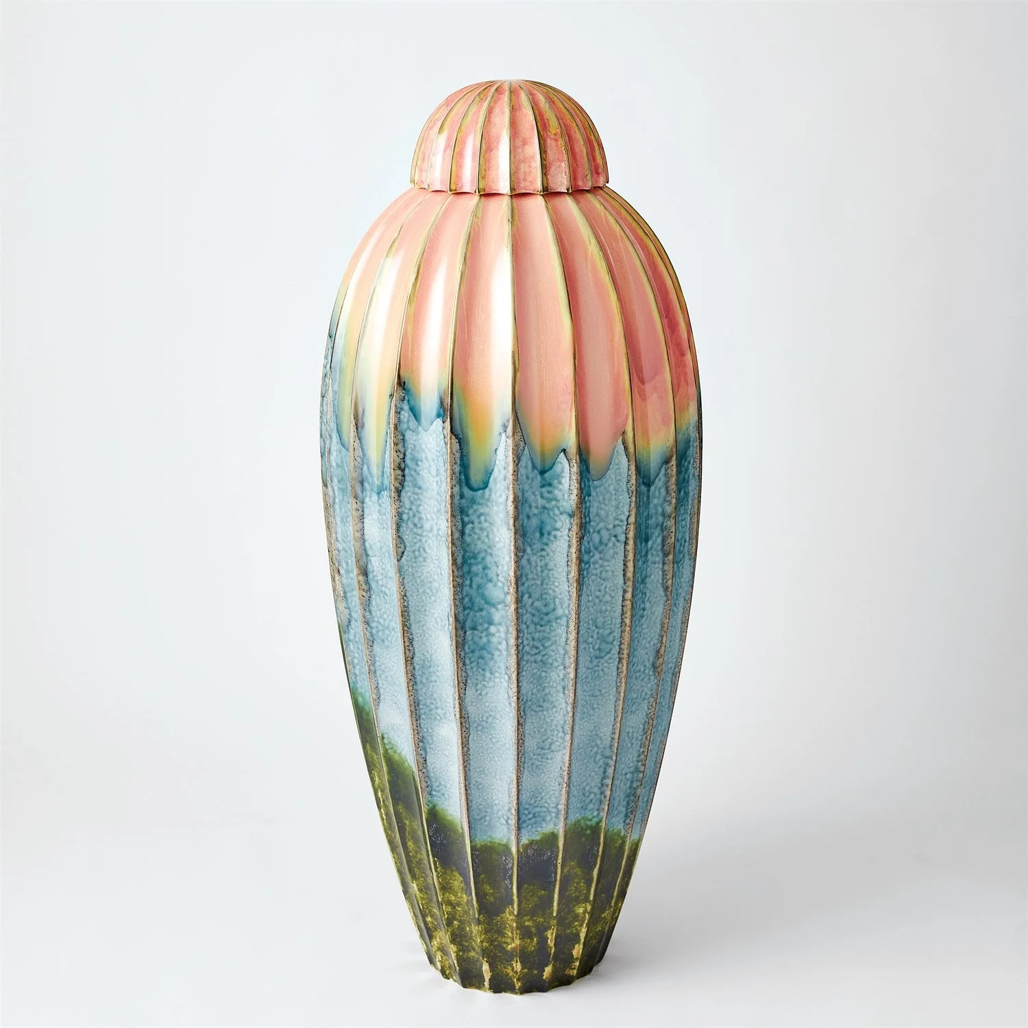 Global Views Fluted Jar with Lid - Watercolor - Image 2