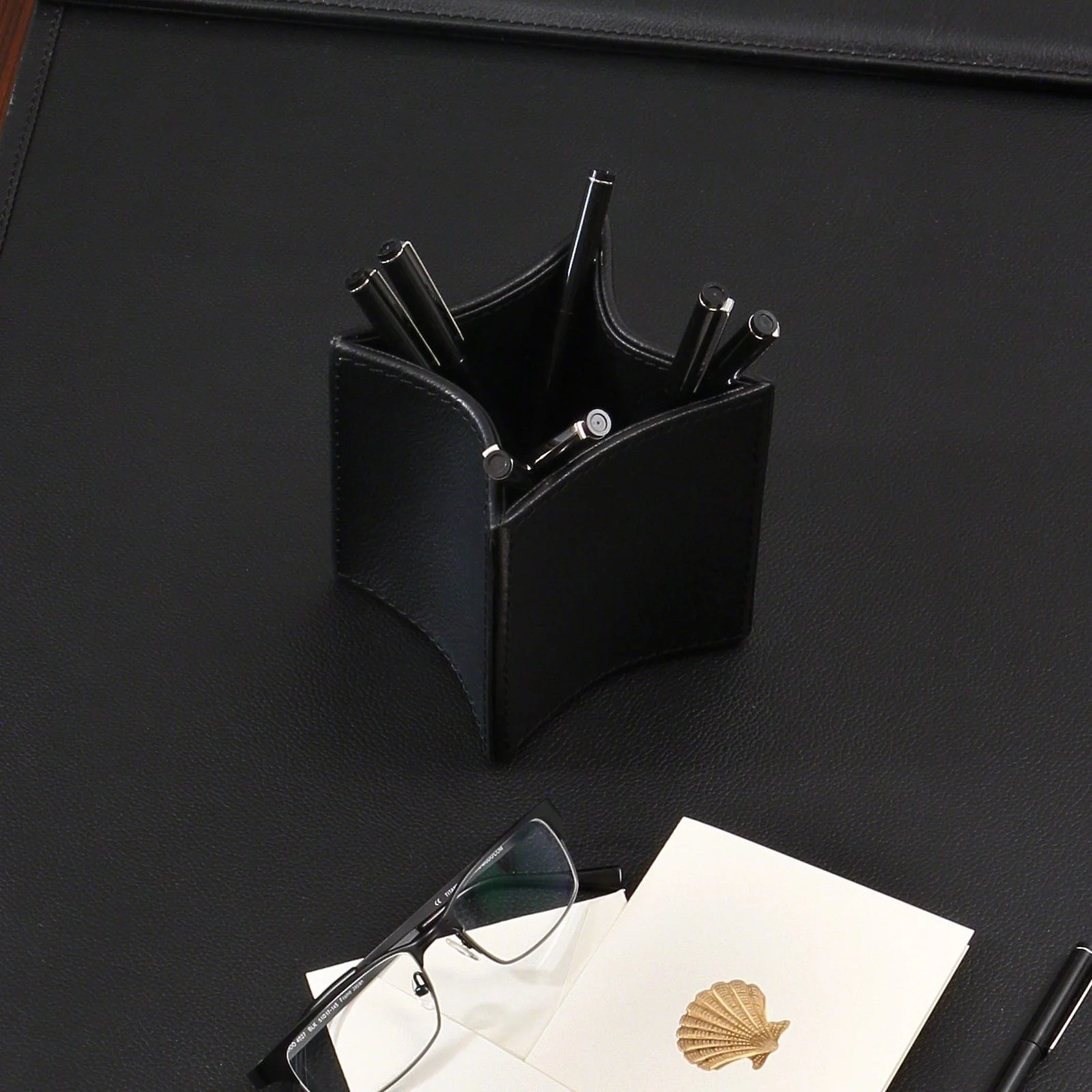 Global Views Folded Leather Pencil Cup - Image 2