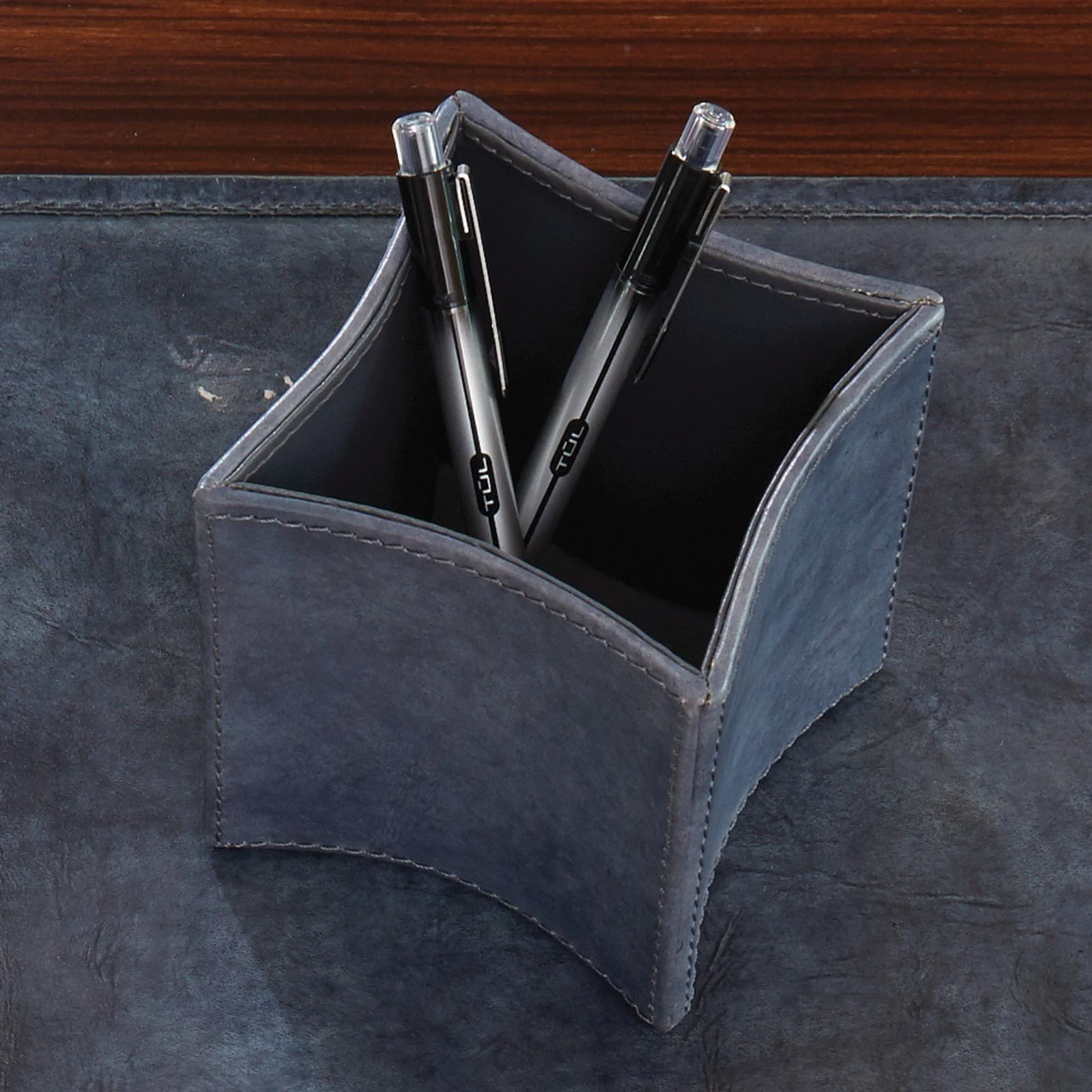 Global Views Folded Leather Pencil Cup - Image 5