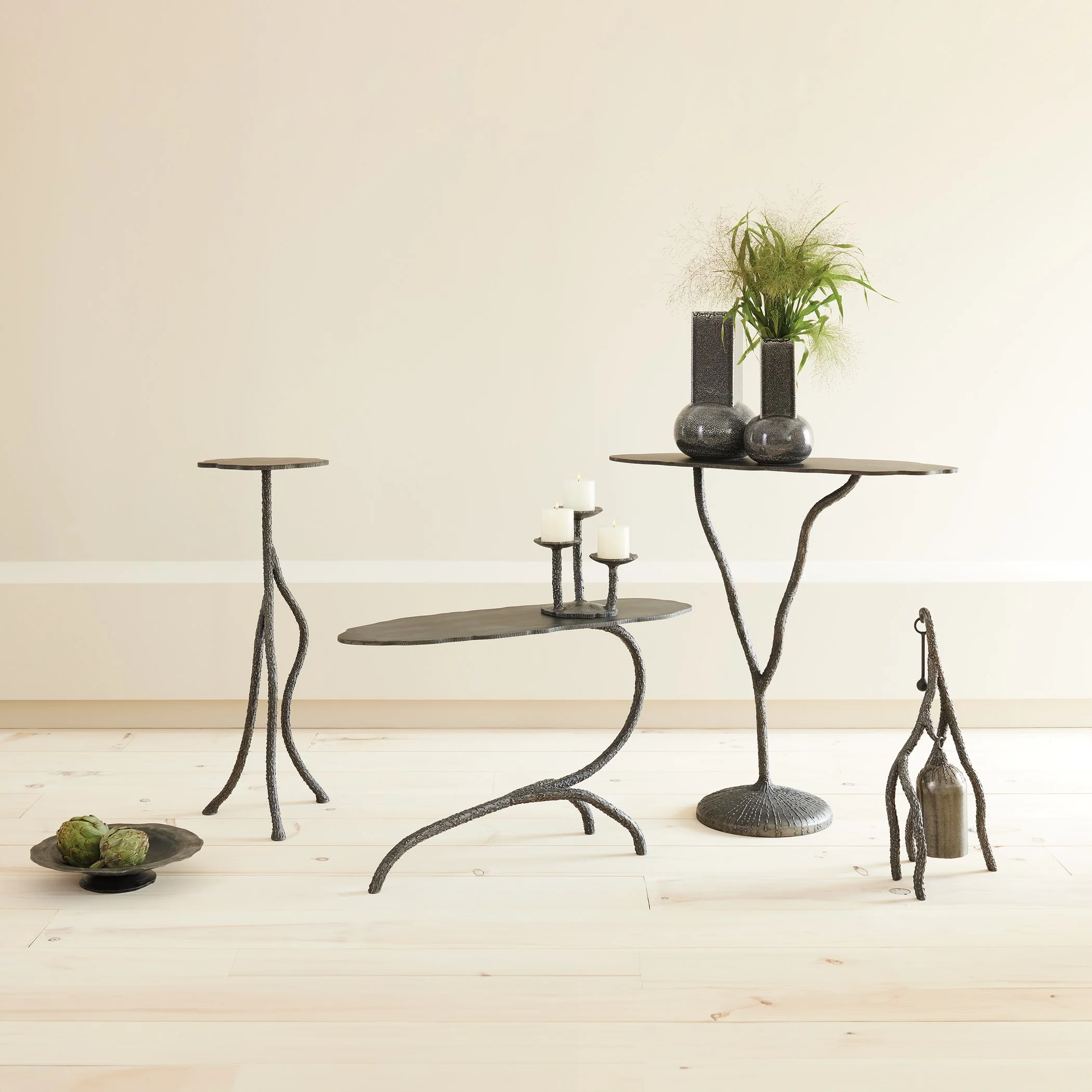 Global Views Forest Blossom Pedestal Natural Iron - Image 3
