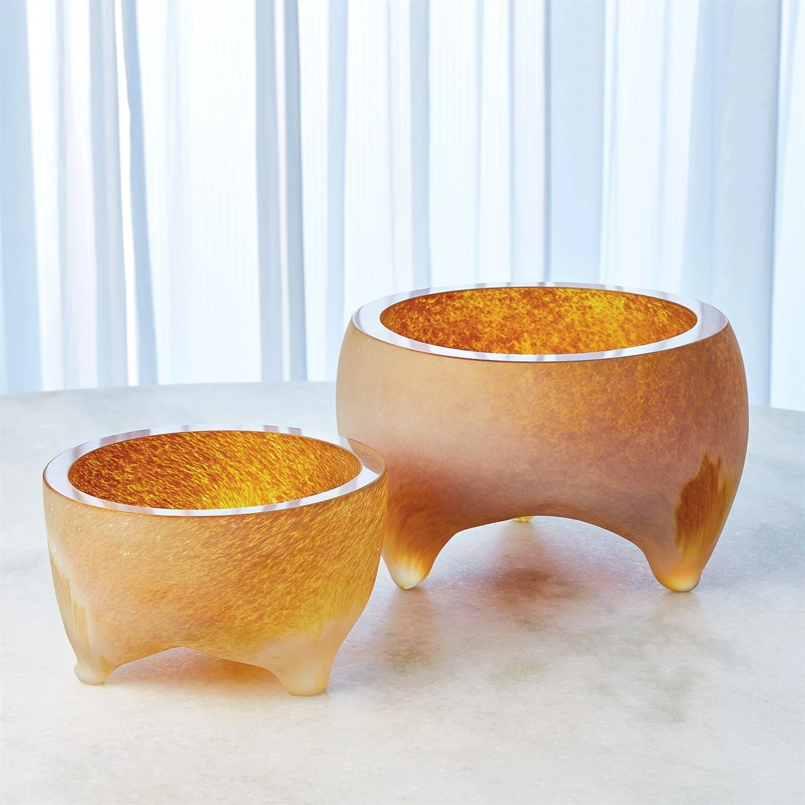 Global Views Freeform Tripod Bowl-Frosted Irys Gelp - Image 6