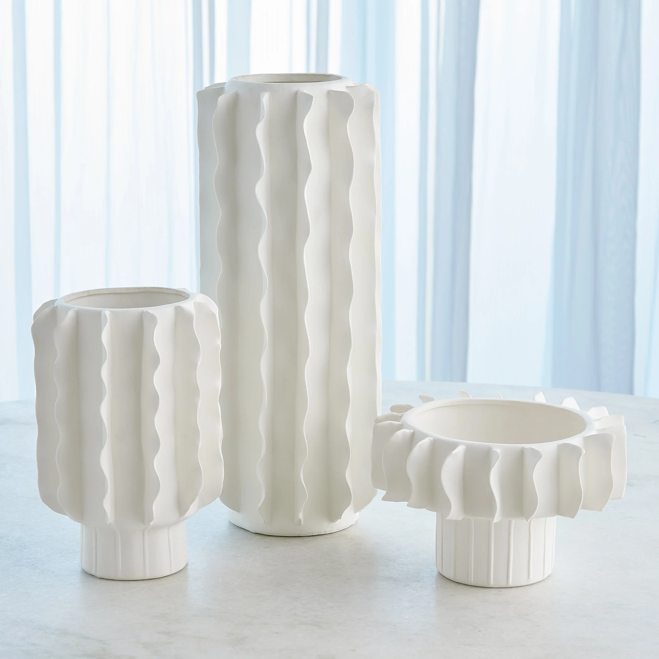 Global Views Frilled Bowl Matte White - Image 4