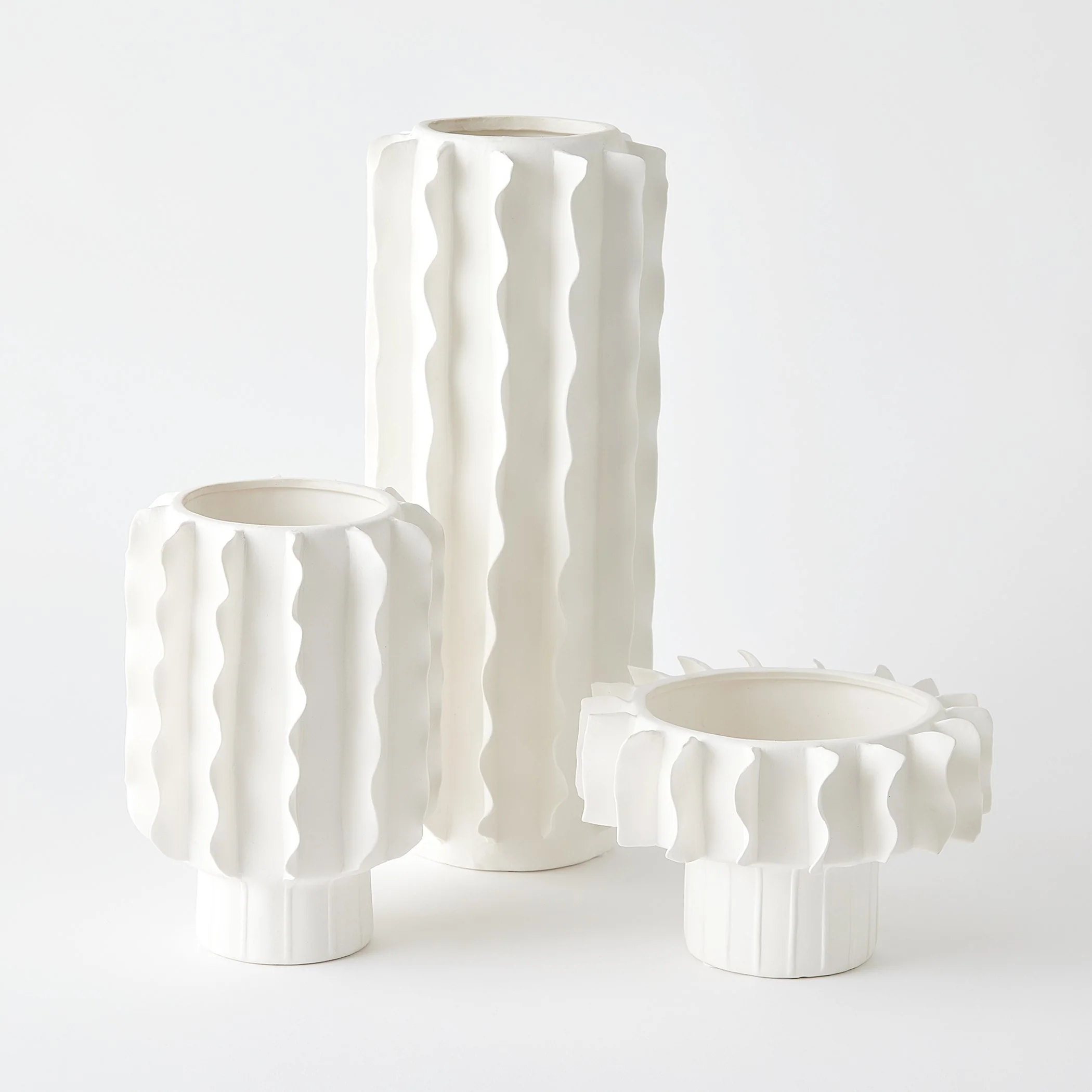 Global Views Frilled Vase Matte White - Image 2