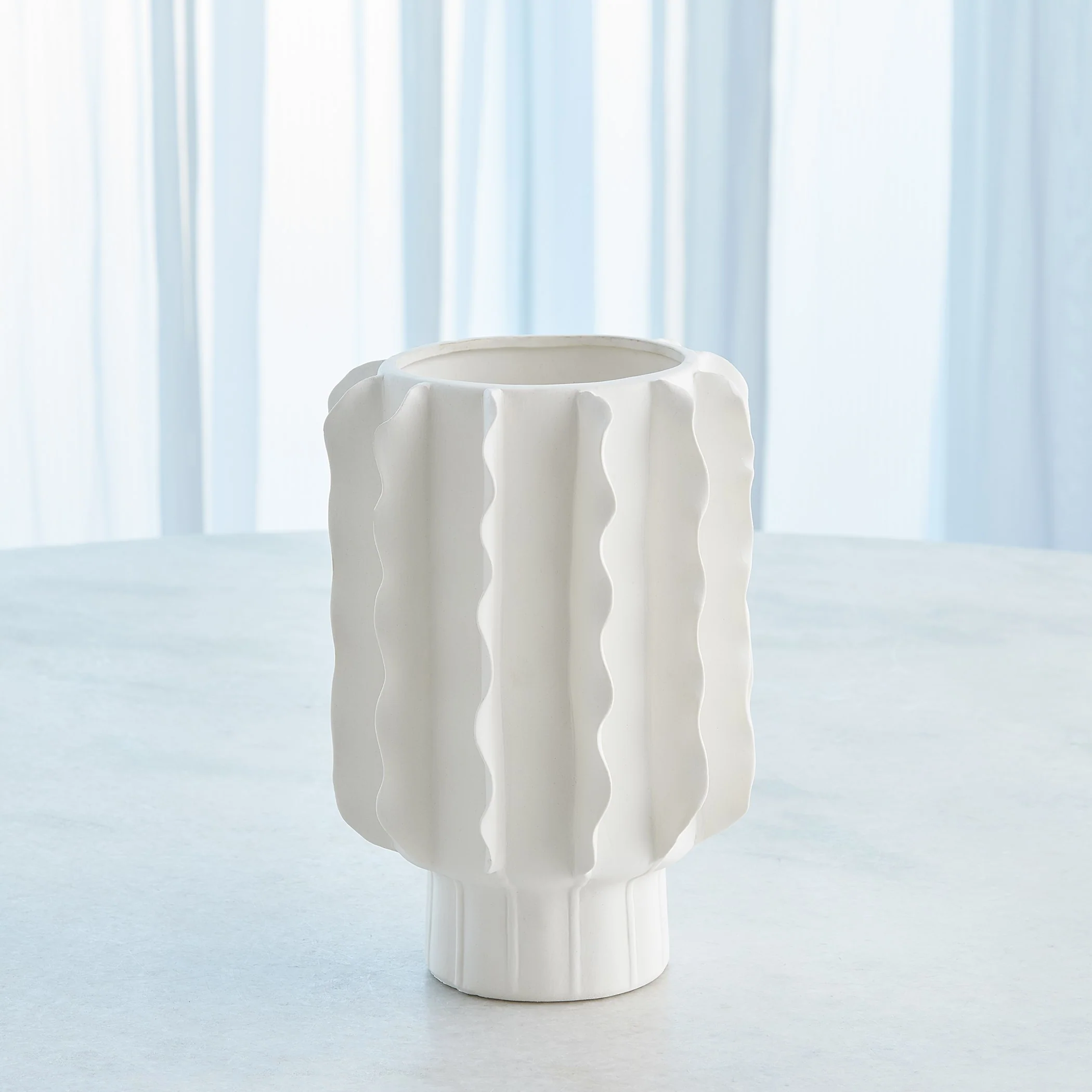 Global Views Frilled Vase Matte White - Image 3