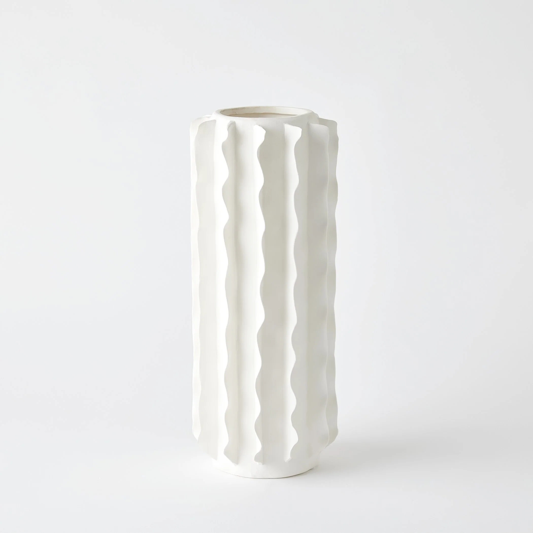 Global Views Frilled Vase Matte White - Image 8