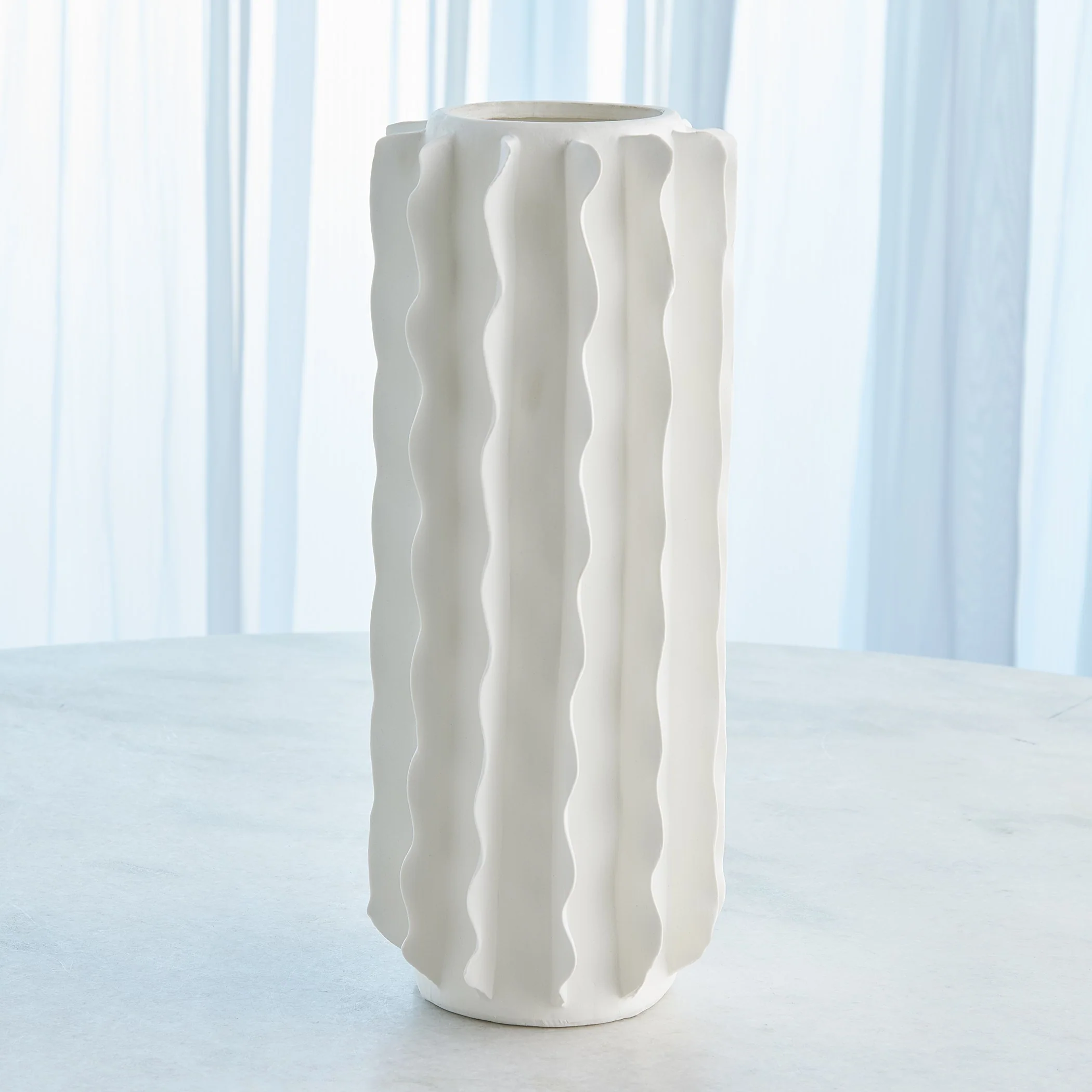 Global Views Frilled Vase Matte White - Image 9