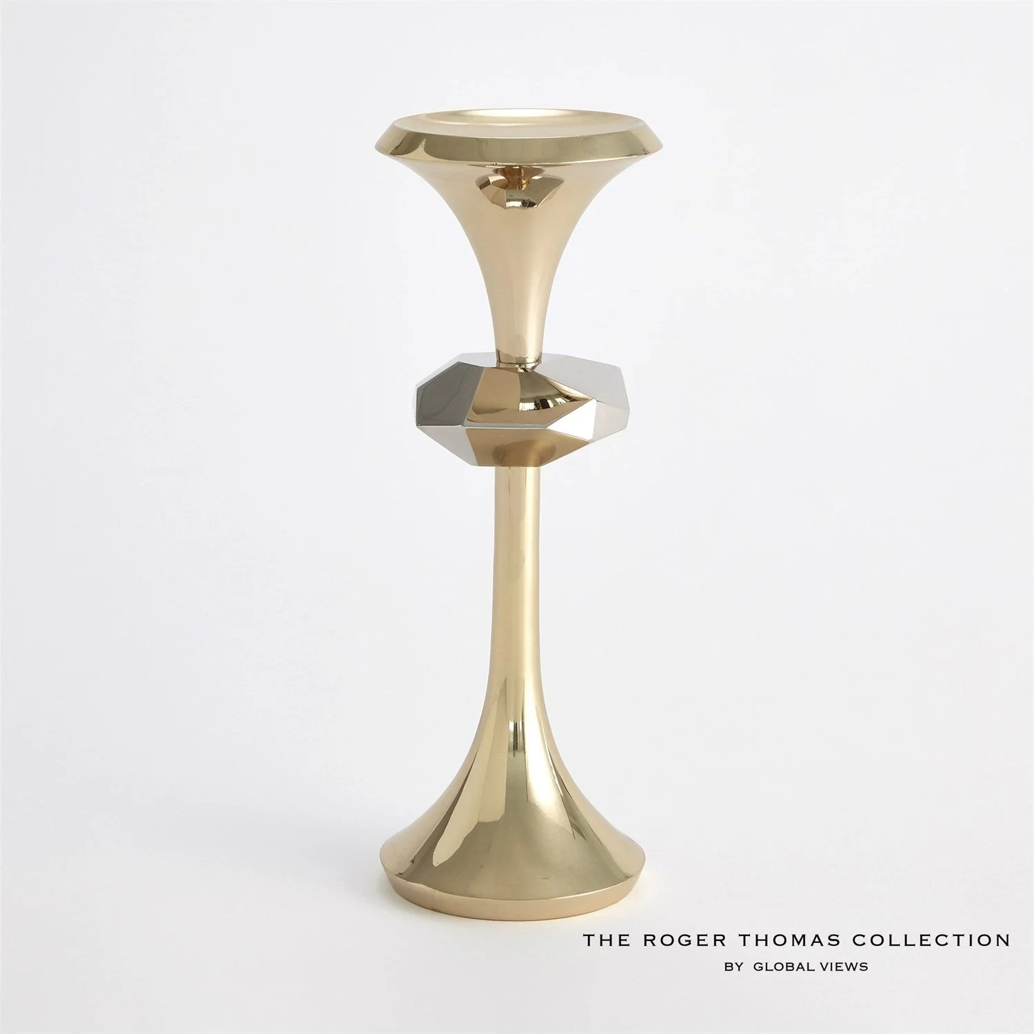 Global Views Gabriel Candle Holder - Brass - Image 3