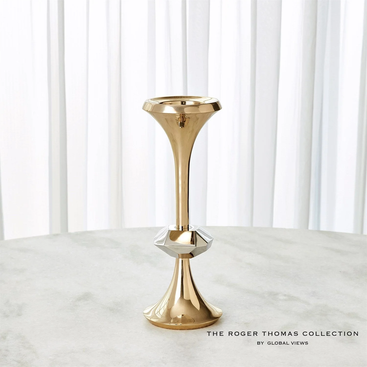 Global Views Gabriel Candle Holder - Brass - Image 5