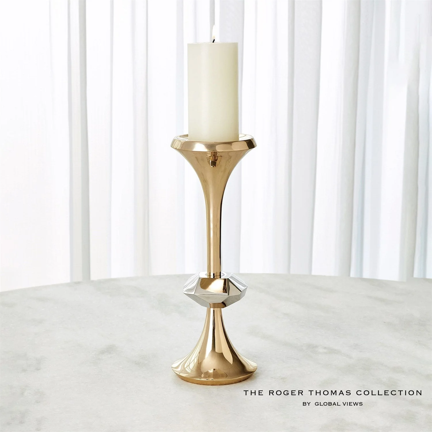 Global Views Gabriel Candle Holder - Brass - Image 6