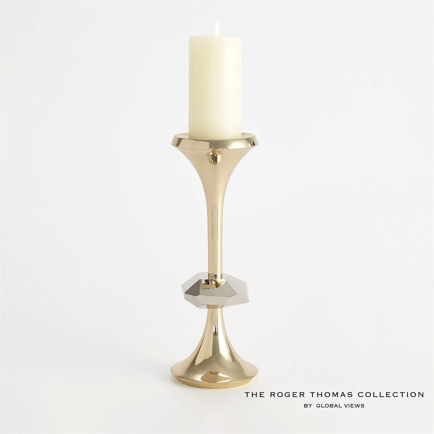 Global Views Gabriel Candle Holder - Brass - Image 8