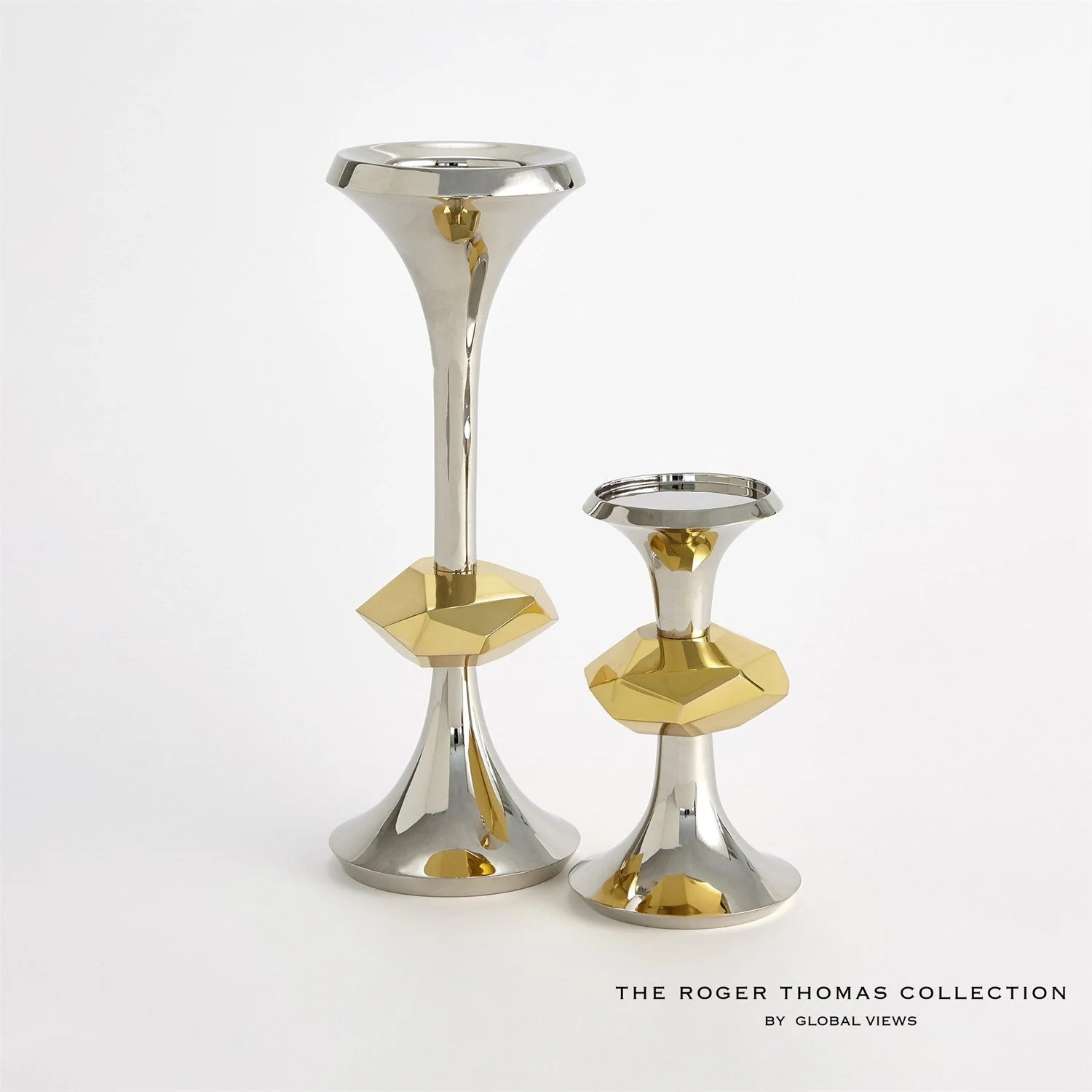 Global Views Gabriel Candle Holder - Nickel - Image 2