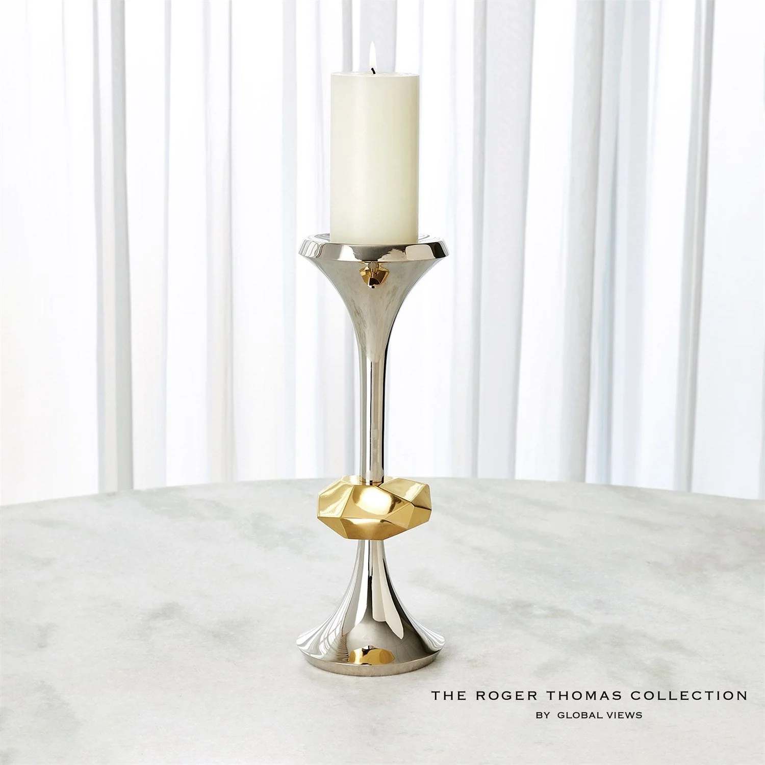 Global Views Gabriel Candle Holder - Nickel - Image 7