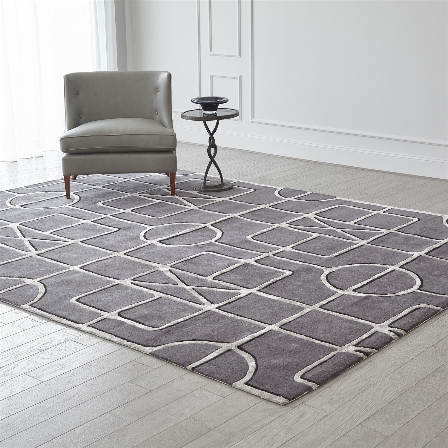 Global Views Indigo Charcoal Gate Rug Clearance - Image 4