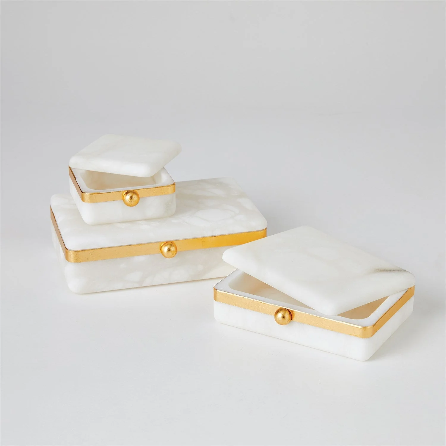 Global Views Gold Band Swivel Alabaster Box - Image 2
