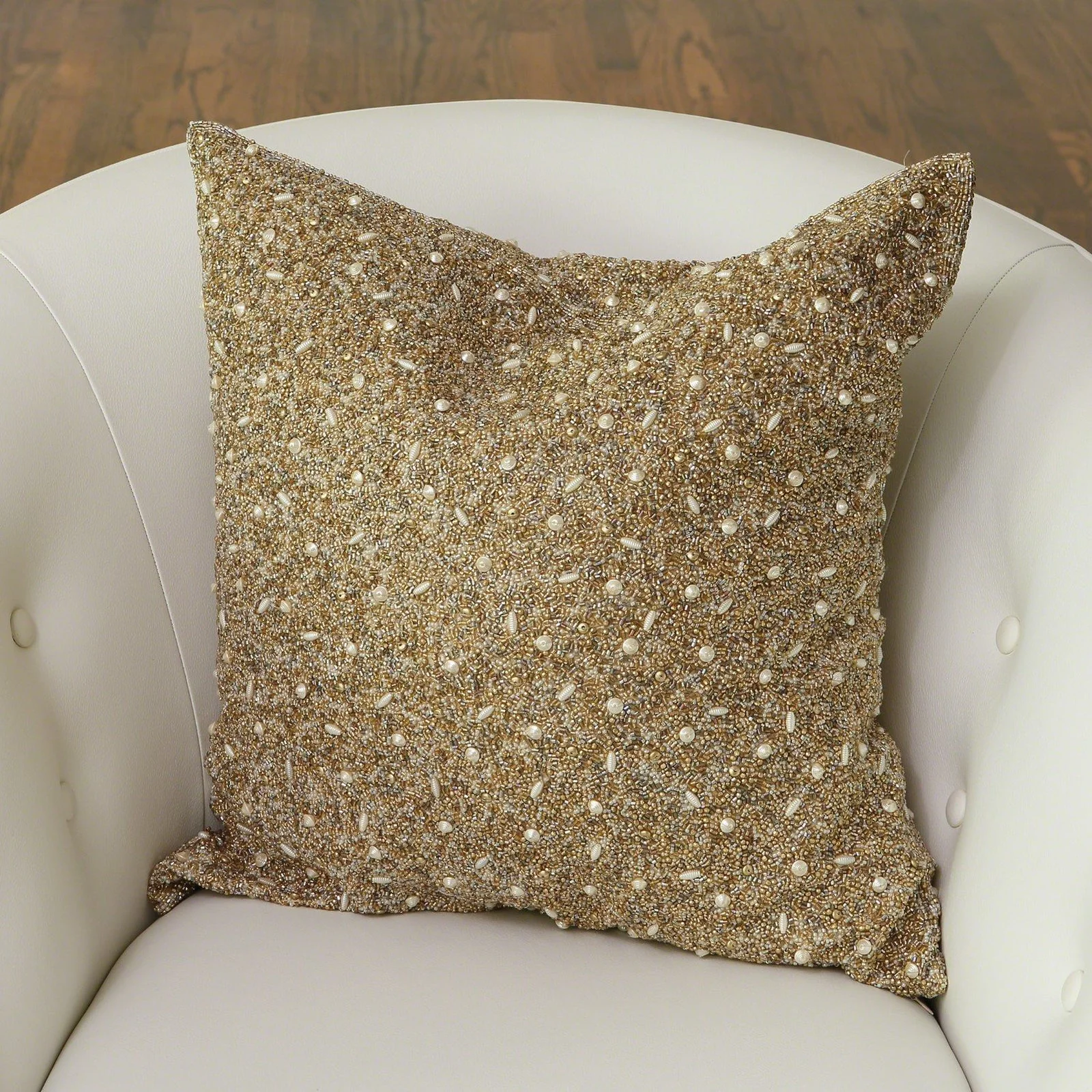 Global Views Golden Beaded Pillow - Image 4