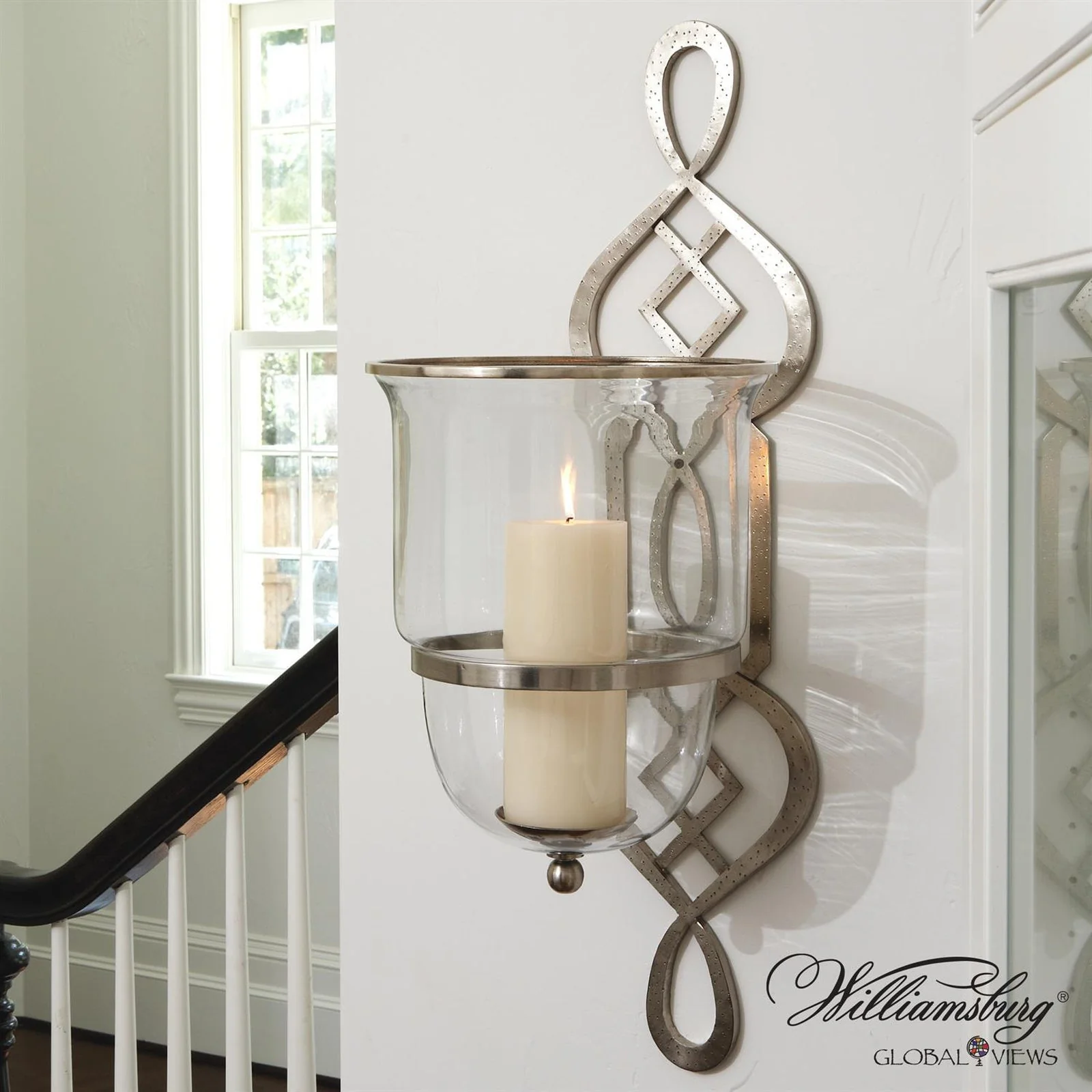 Global Views Grand Fret Hurricane Candle Holder - Image 2