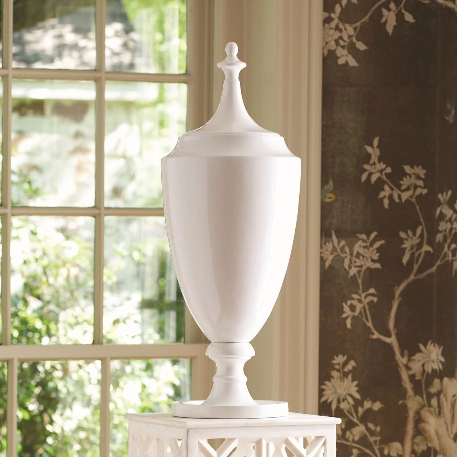 Global Views Grande Urn w/Lid-White - Image 2