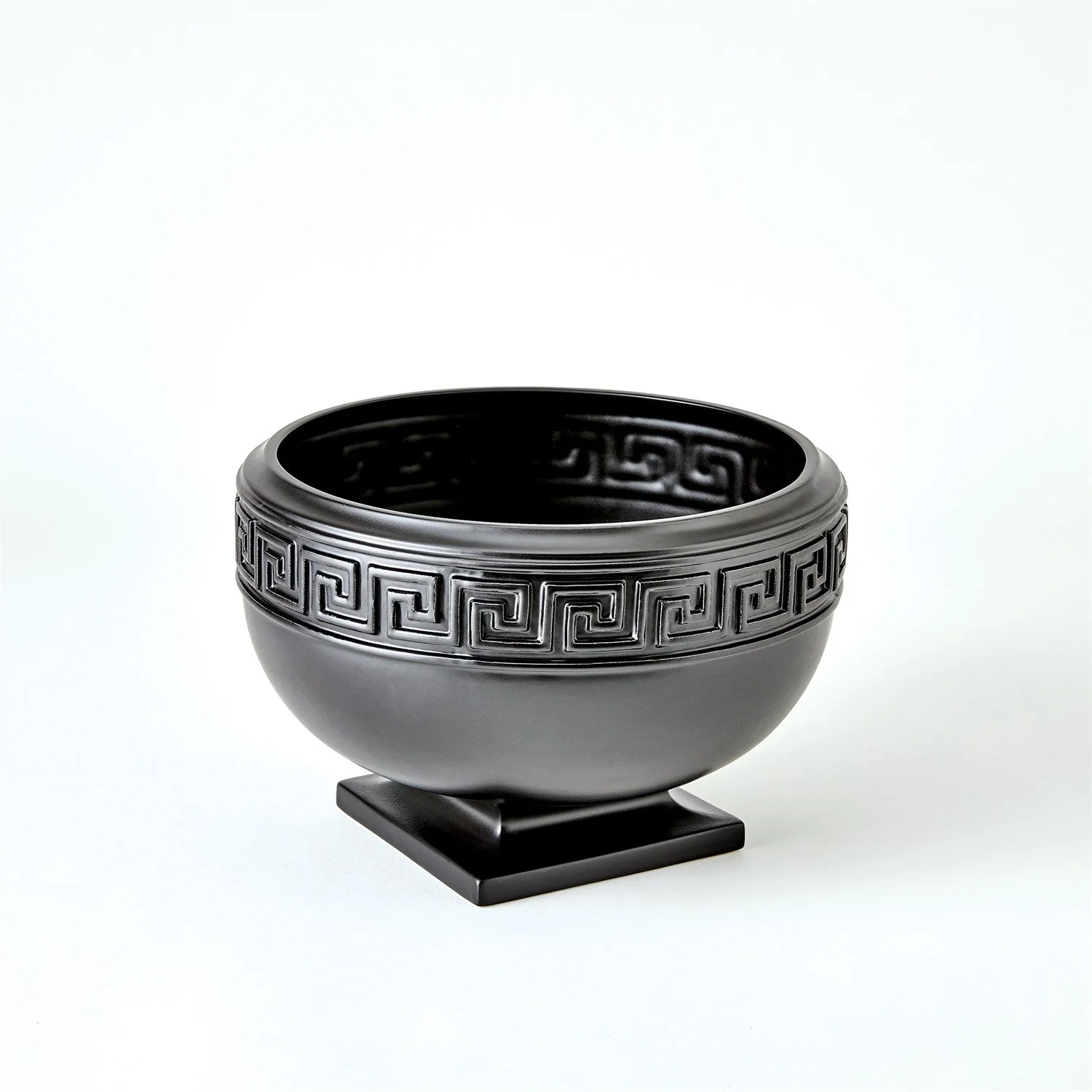 Global Views Black Greek Key Vase & Bowl Clearance - Image 3
