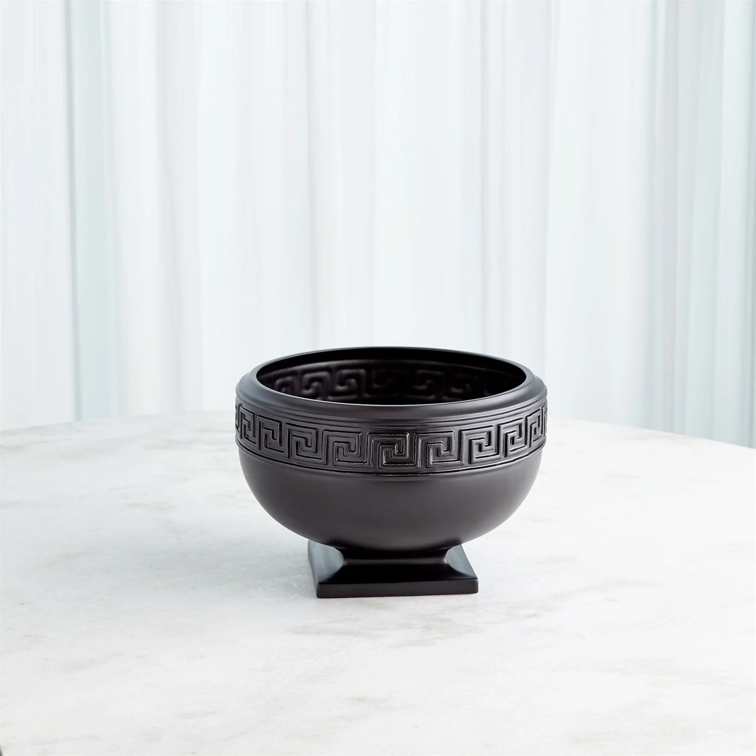 Global Views Black Greek Key Vase & Bowl Clearance - Image 4