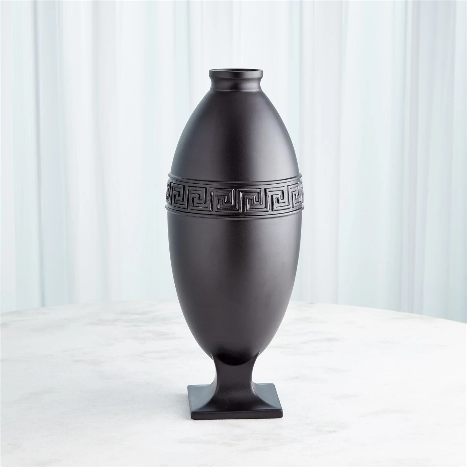 Global Views Black Greek Key Vase & Bowl Clearance - Image 5