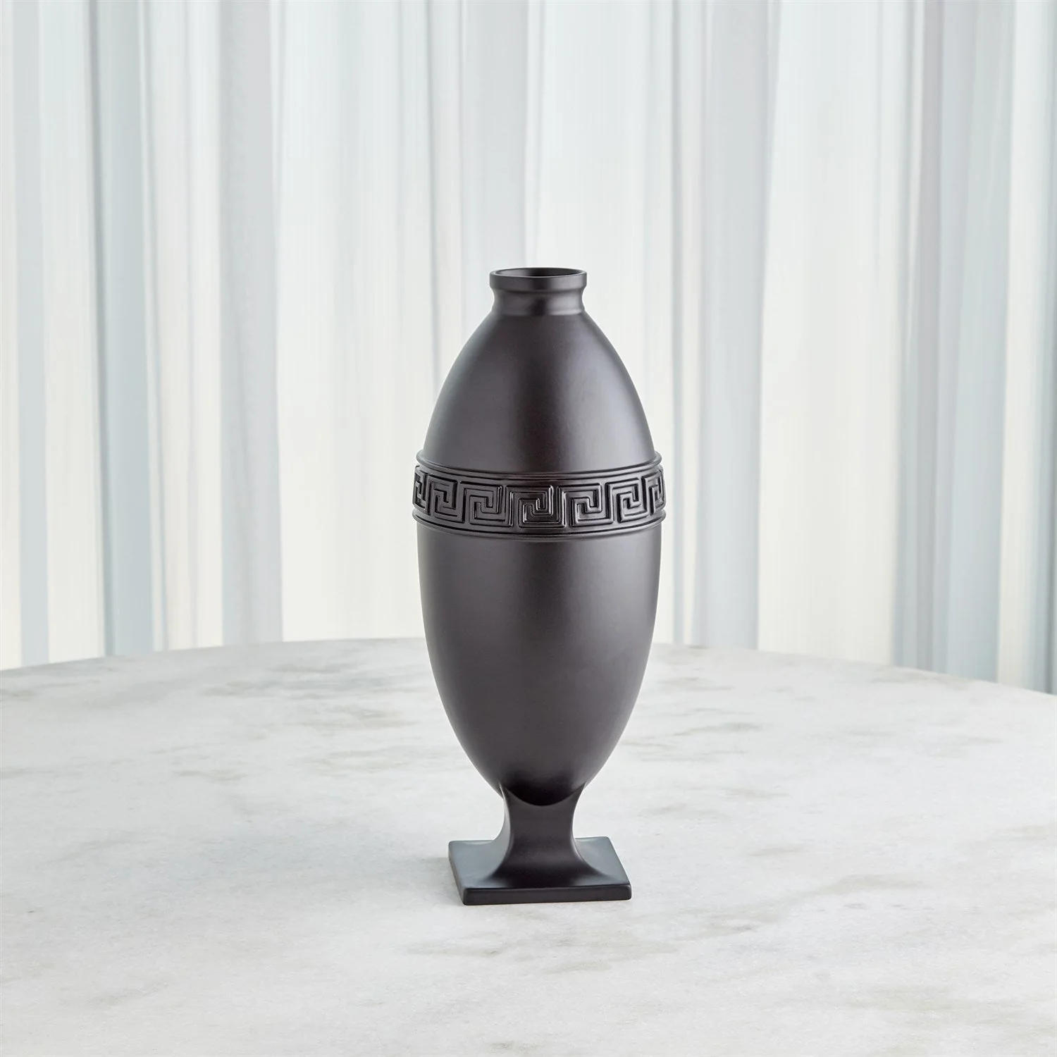 Global Views Black Greek Key Vase & Bowl Clearance - Image 7