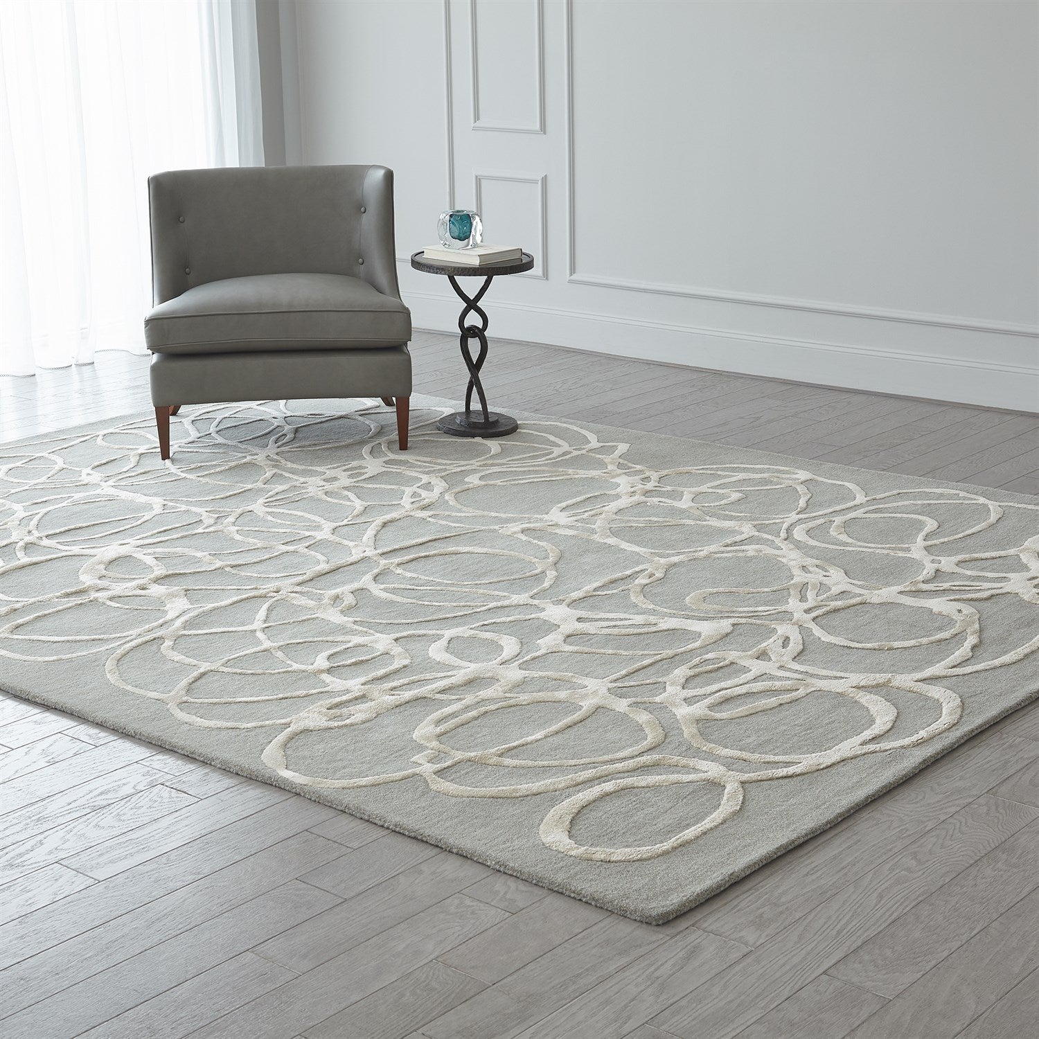 Global Views Grey Ivory Scribble Rug Clearance - Image 3