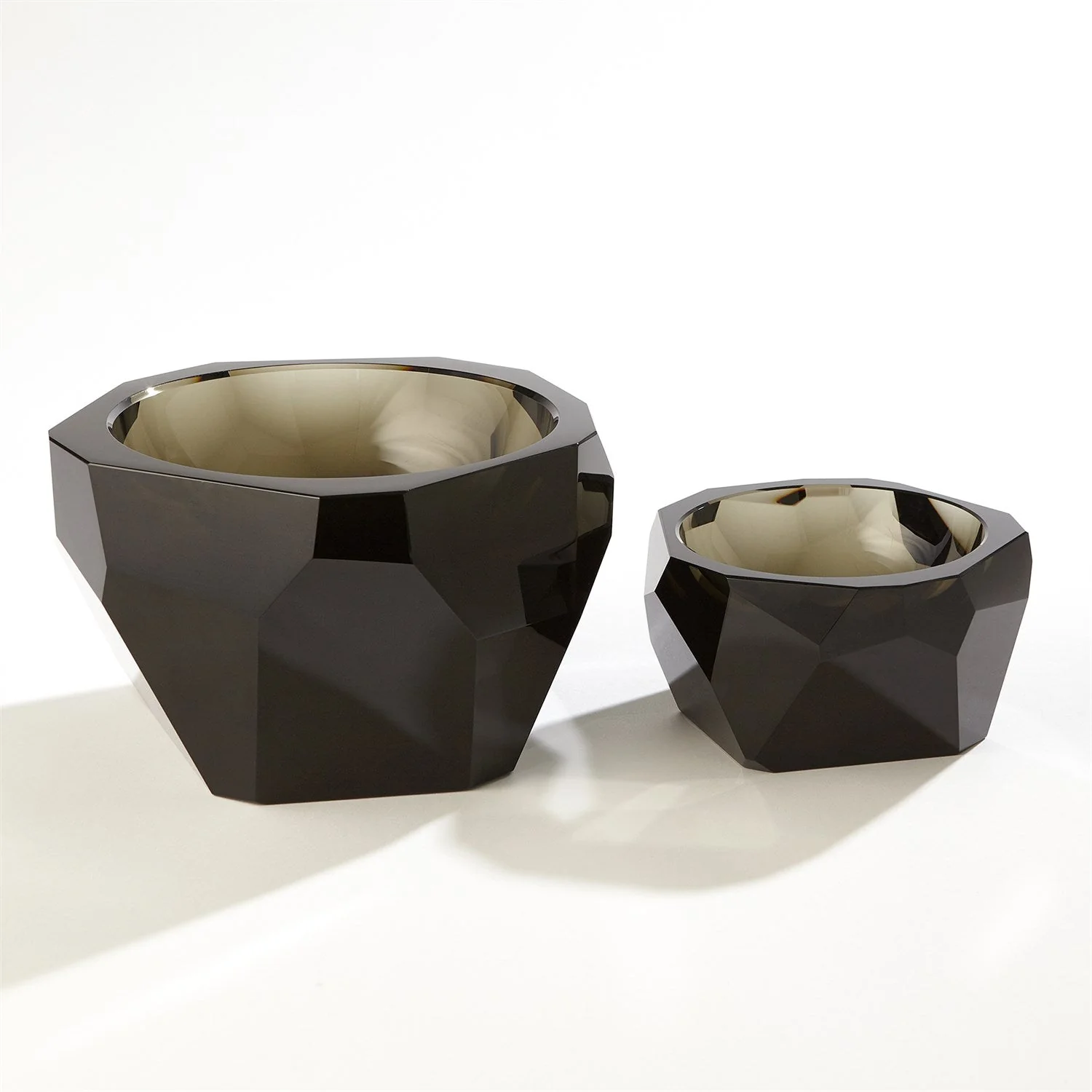 Global Views Grey Multi Facet Crystal Bowl Clearance - Image 3