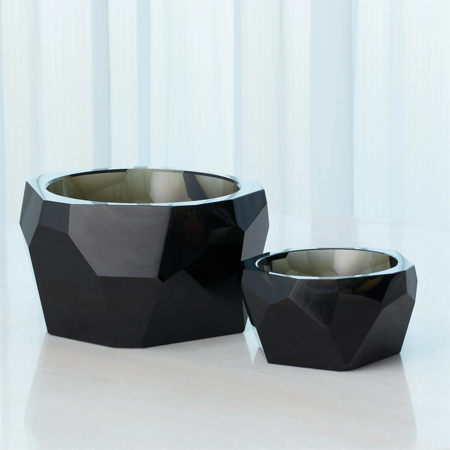 Global Views Grey Multi Facet Crystal Bowl Clearance - Image 6