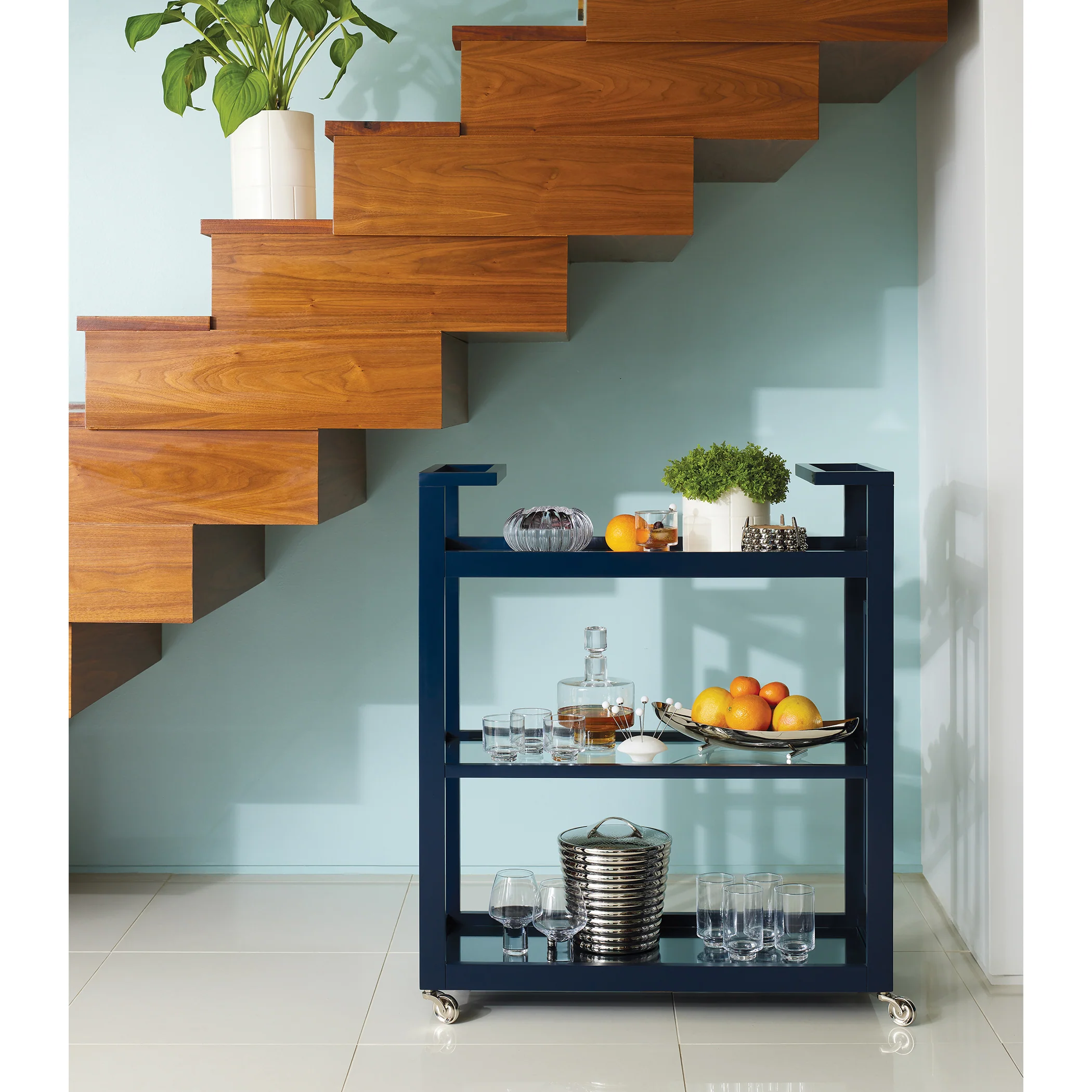Global Views Grid Block Bar Cart Clearance - Image 2