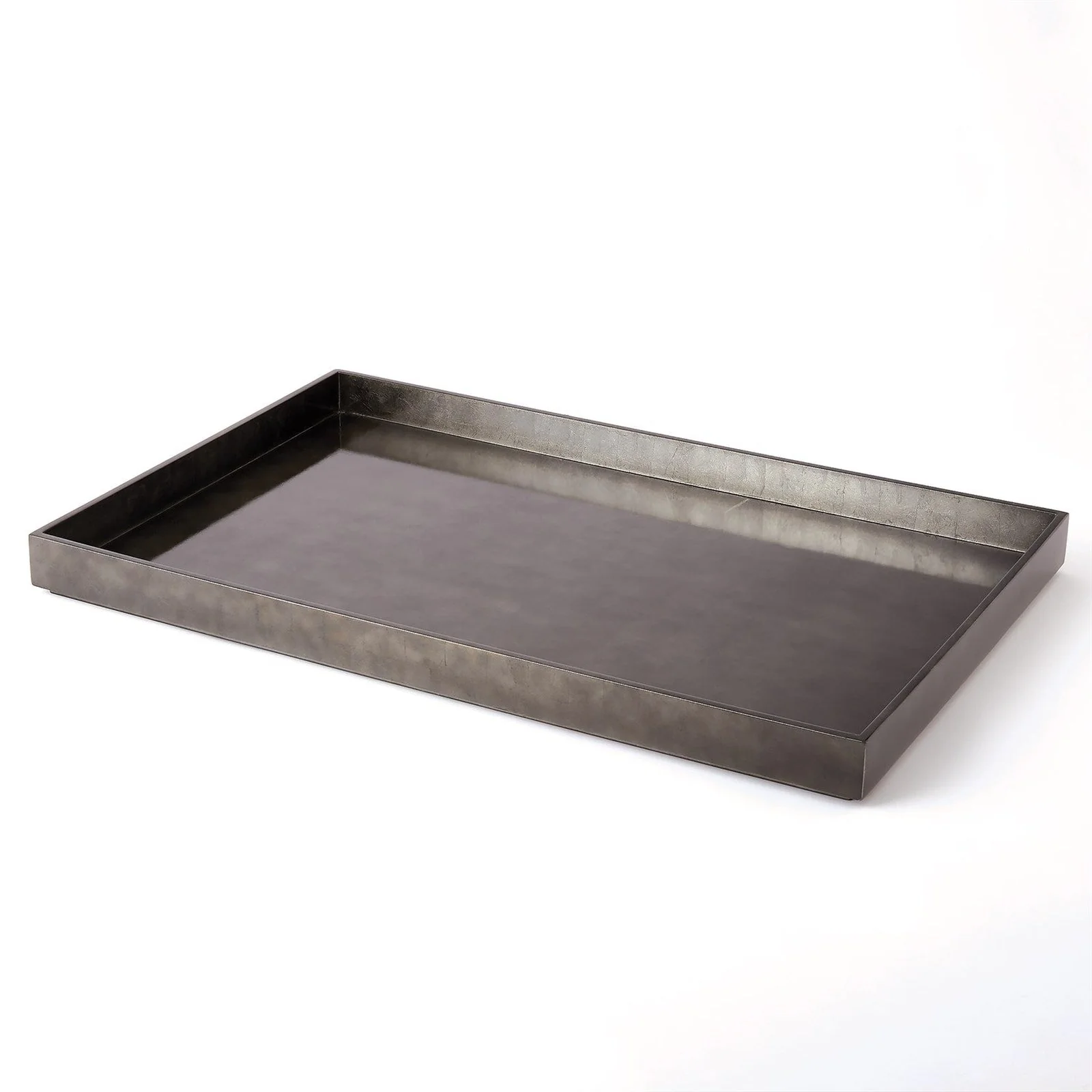 Global Views Gunmetal Silver Leaf Rectangle Tray - Image 2