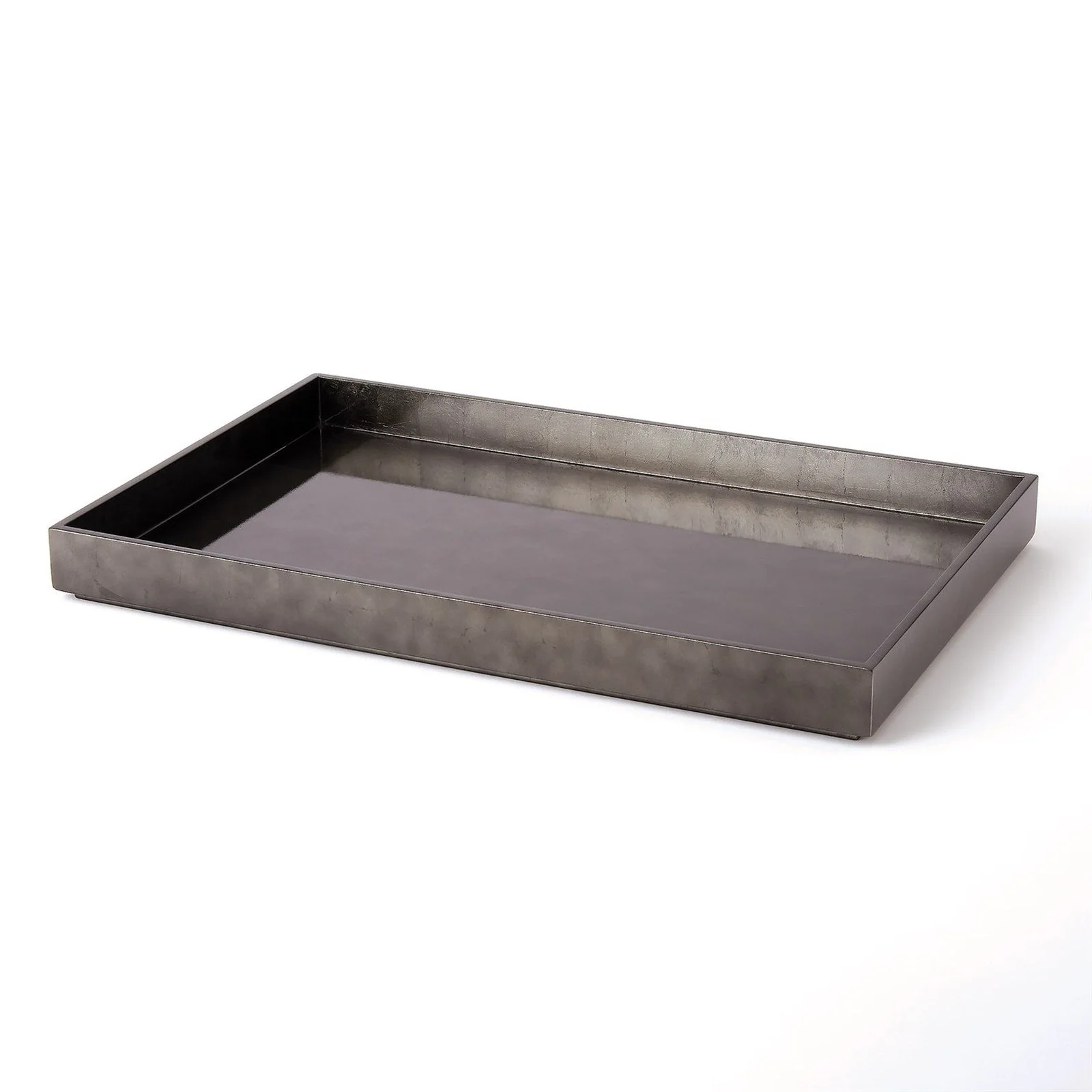 Global Views Gunmetal Silver Leaf Rectangle Tray - Image 4