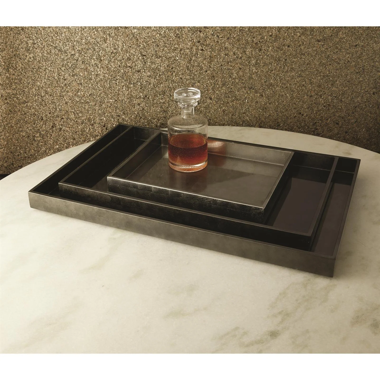 Global Views Gunmetal Silver Leaf Rectangle Tray - Image 6