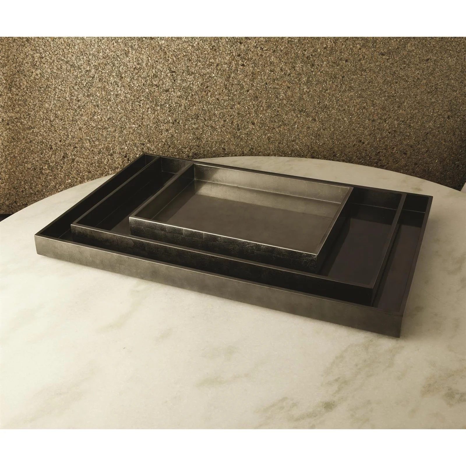Global Views Gunmetal Silver Leaf Rectangle Tray - Image 7