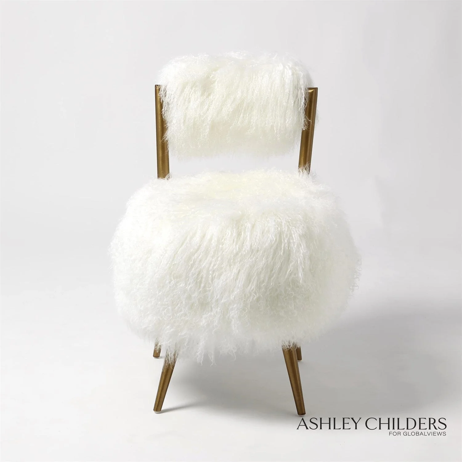 Global Views Hailey Chair-Mongolian Lamb by Ashley Childers - Image 3