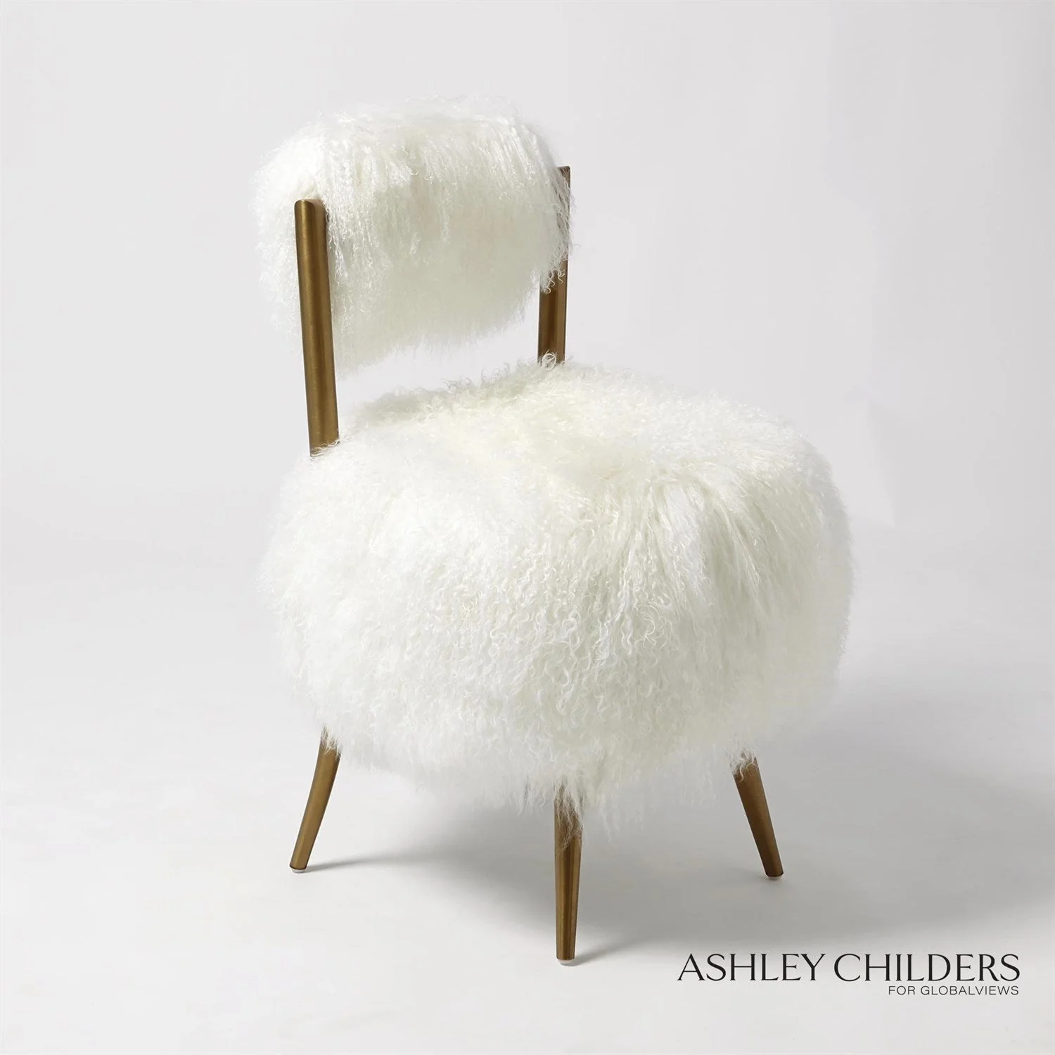 Global Views Hailey Chair-Mongolian Lamb by Ashley Childers - Image 4